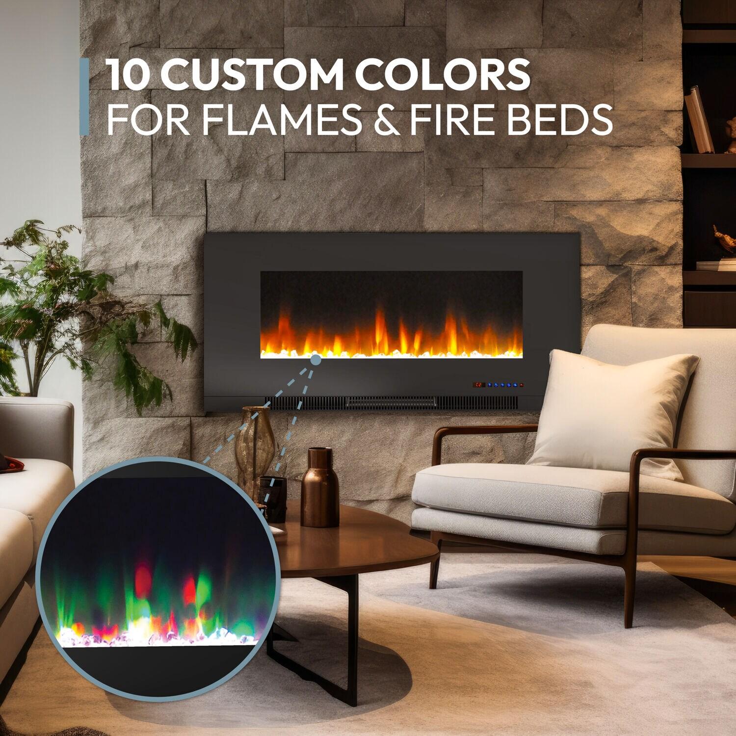 Cambridge Cambridge Wall Mount Electric Fireplace Heater with Remote Control for Indoor Use in Living Room, Bedroom, Home Office