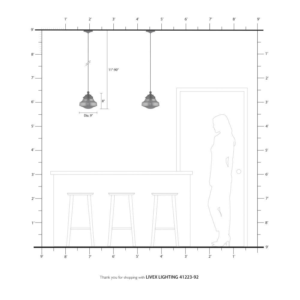 Livex Lighting Art Glass 1 - Light Pendant in  English Bronze