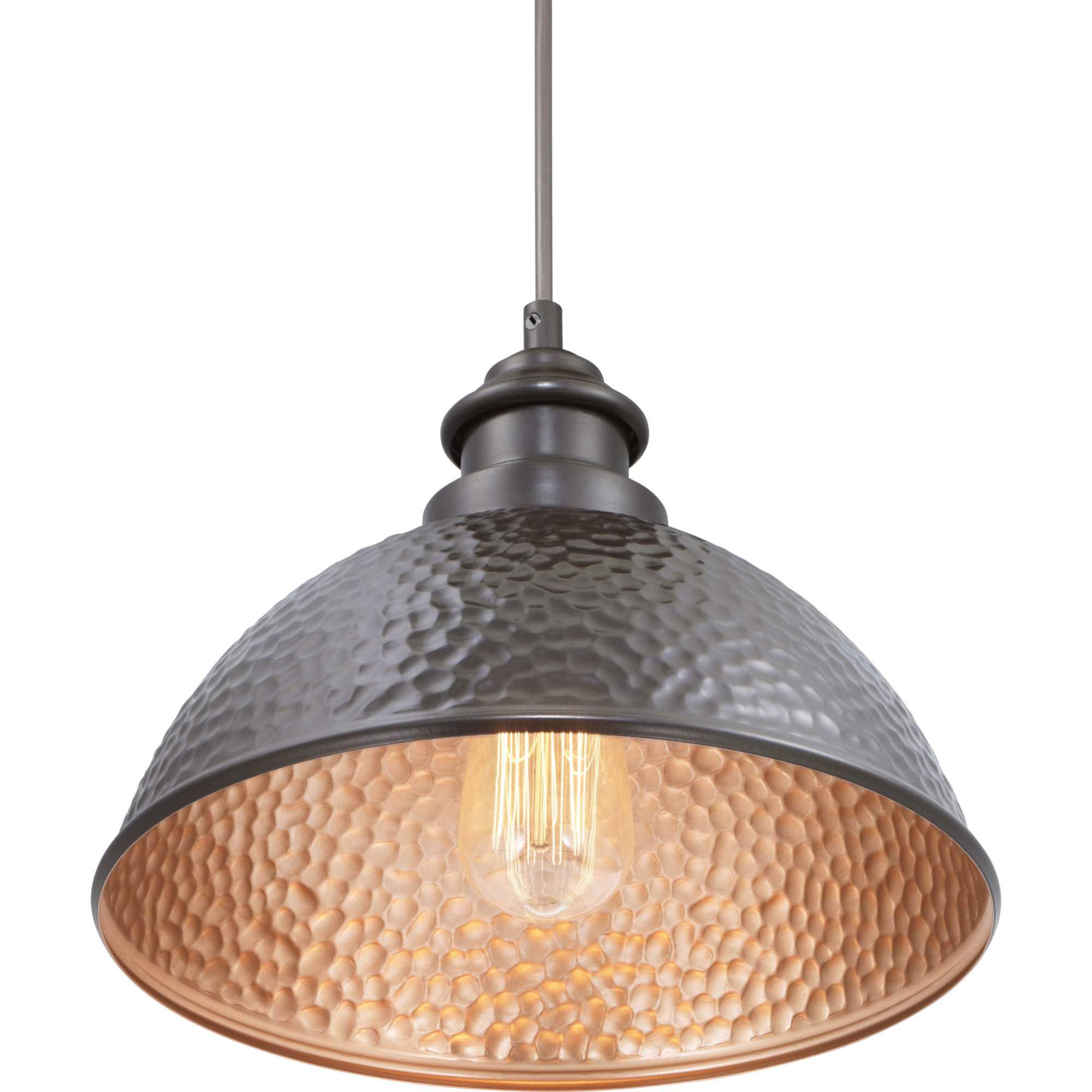 Progress Lighting Englewood 1-Light Hanging Lantern Pendant, Antique Bronze, Metallic Copper Shade