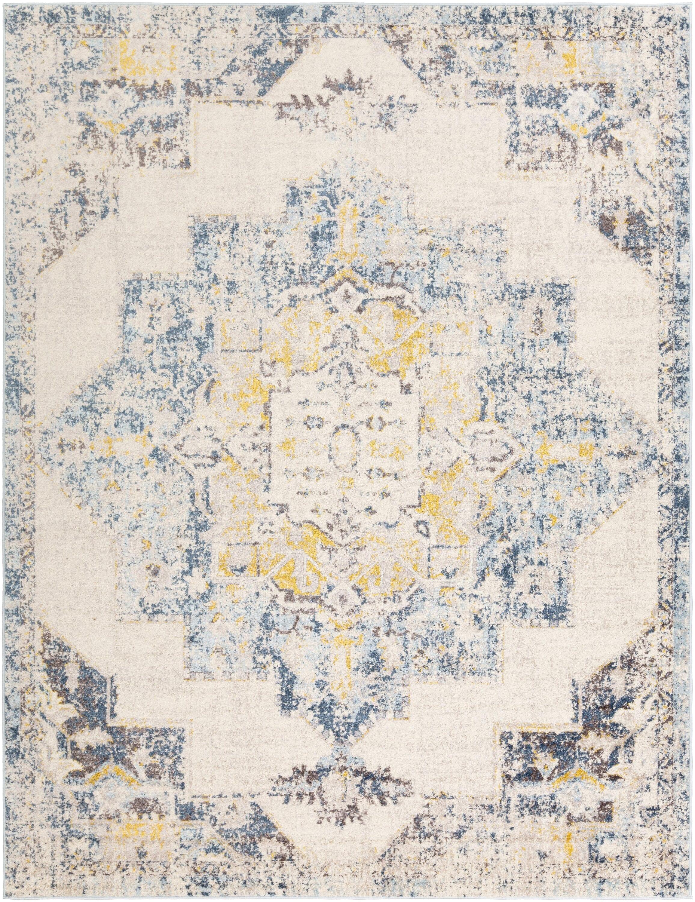 Livabliss Ankara Vintage Medallion Area Rug,7'10" x 10'2",Sky Blue