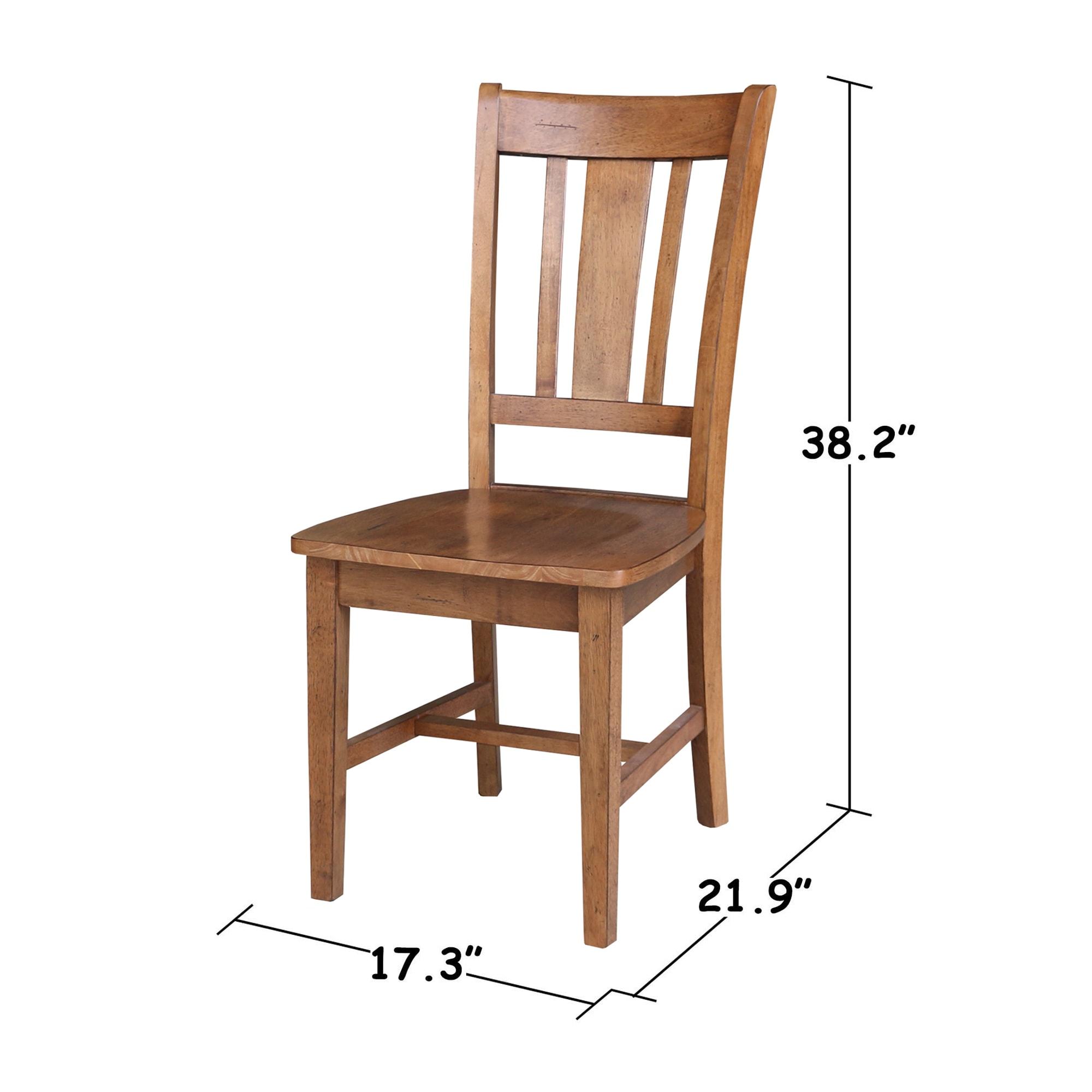 Set of 2 San Remo Splat Back Chairs Distressed Oak - International Concepts: Solid Wood, Parawood Material, Mid-Century Style