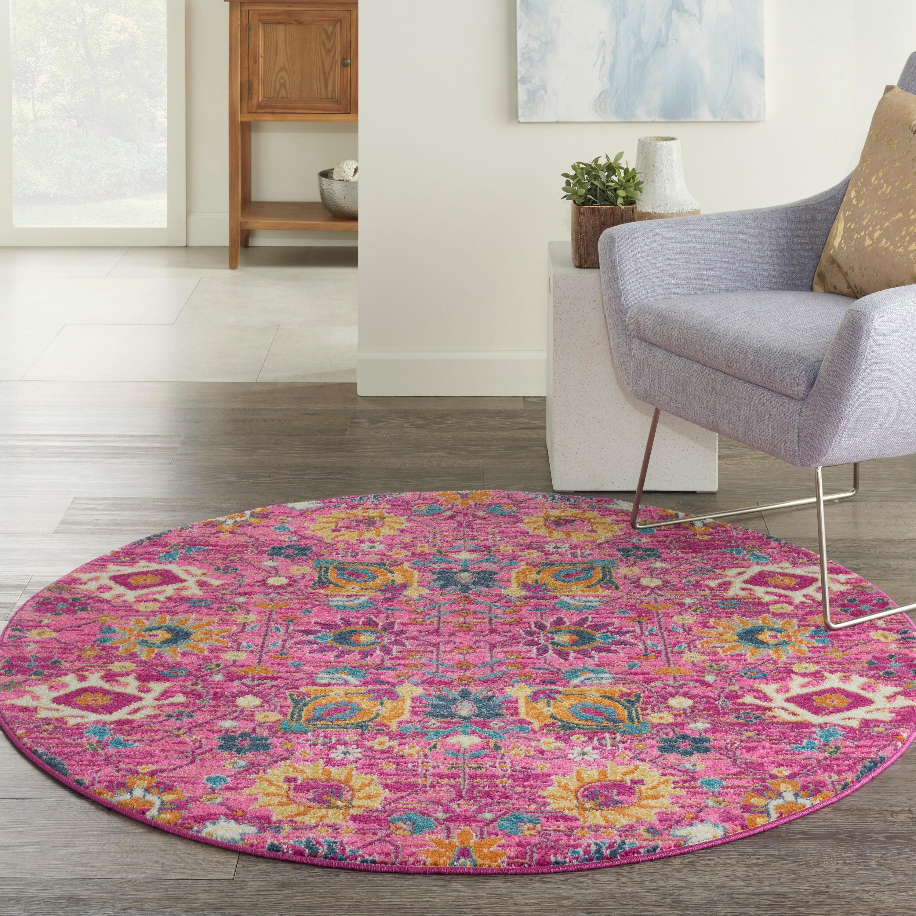 Nourison Passion Bohemian Indoor Rug Fuchsia 5' x Round