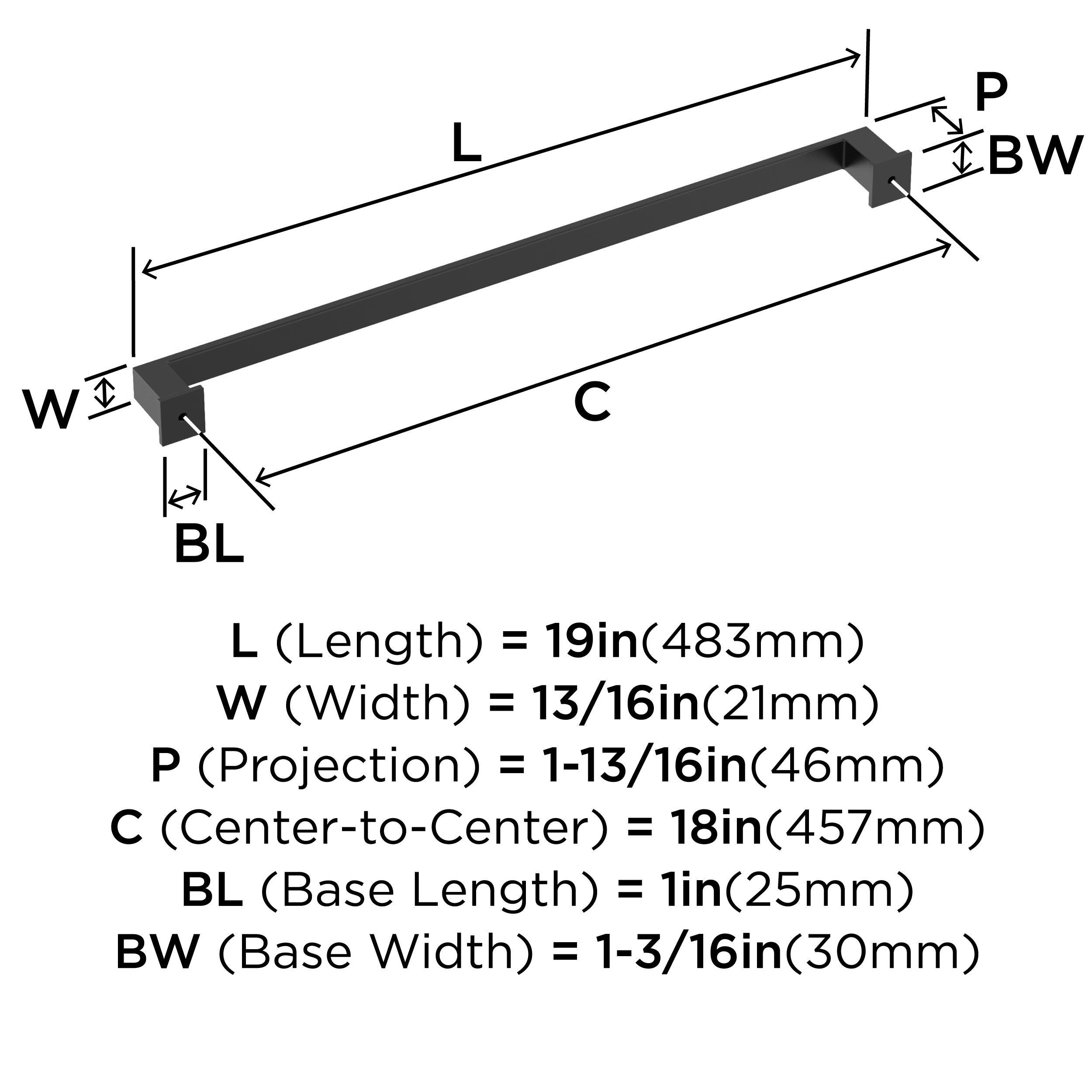 Amerock Appoint 18 inch (457mm) Center-to-Center Matte Black Appliance Pull