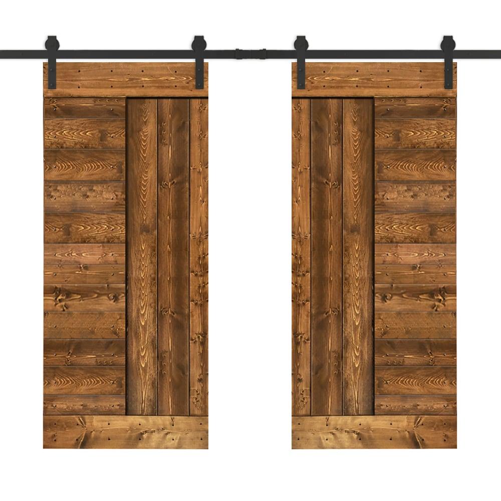Calhome 84'' Solid Wood Paneled Painted with Installation Hardware Kit Barn Door