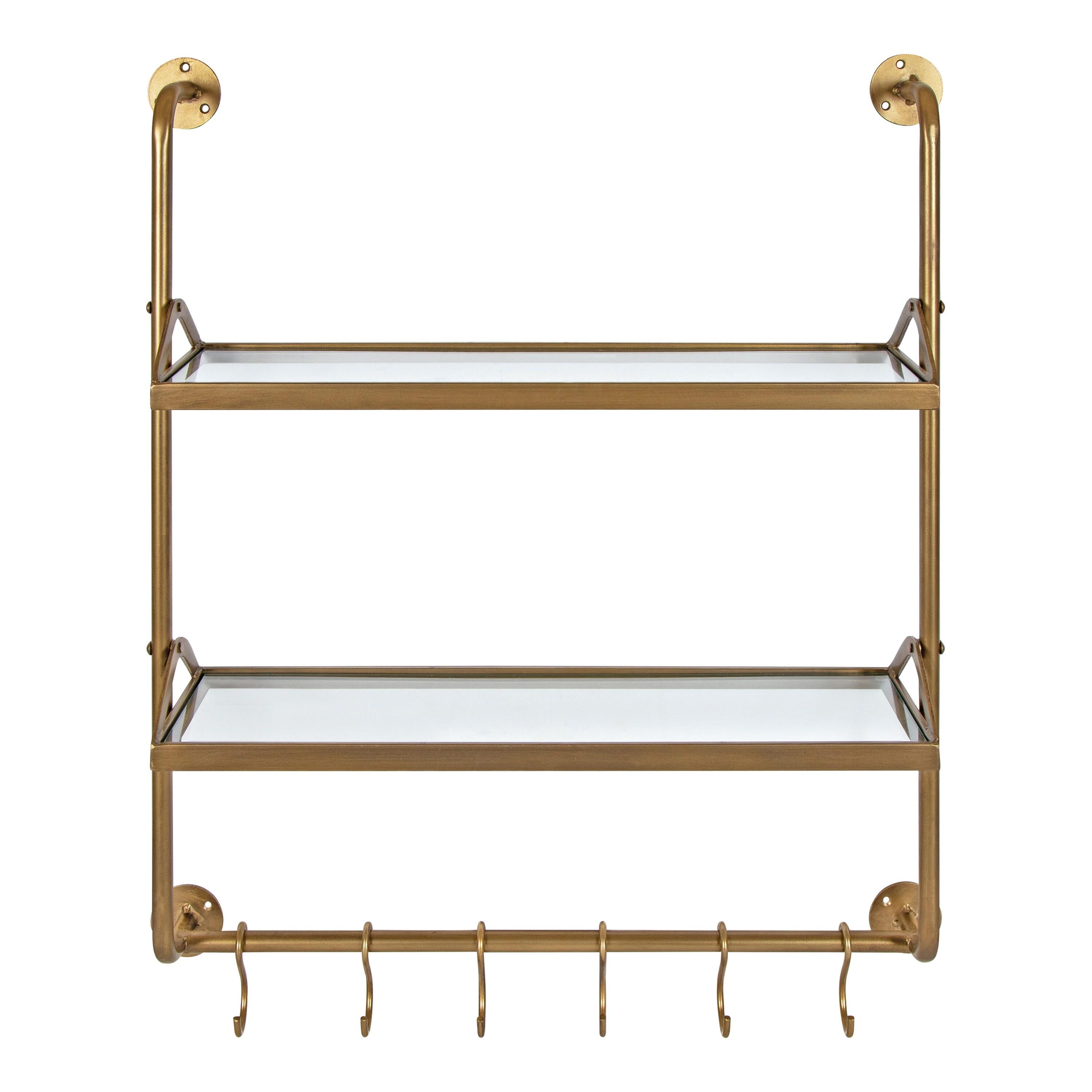 26" x 31" Marit Metal Wall Shelf Gold - Kate & Laurel All Things Decor