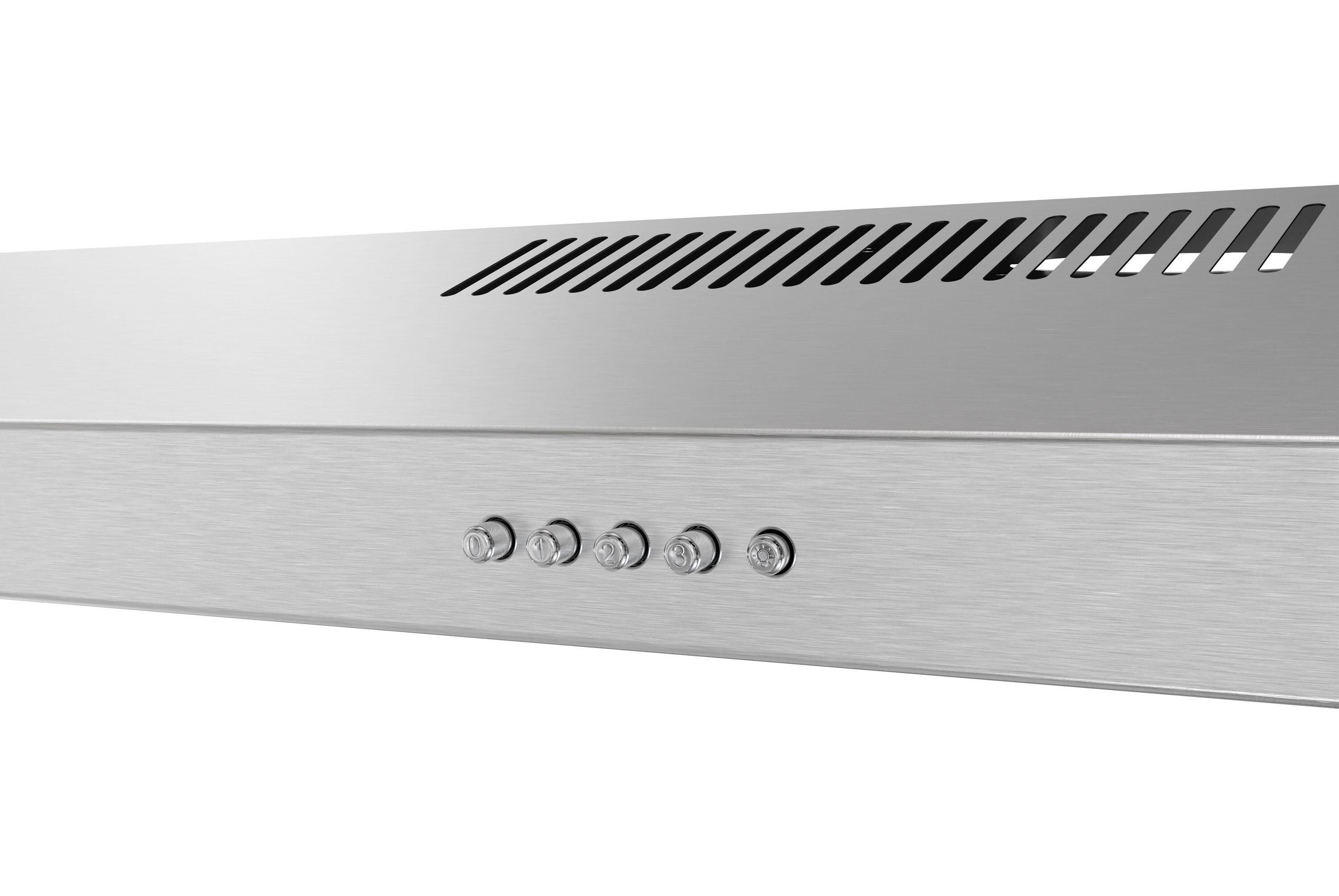 Streamline 36 In. T-10189-1-CL Grosetto Convertible Undermount 80 CFM Range Hood In Brushed Stainless Steel With Mesh Filters, Push Button Control, LED Light