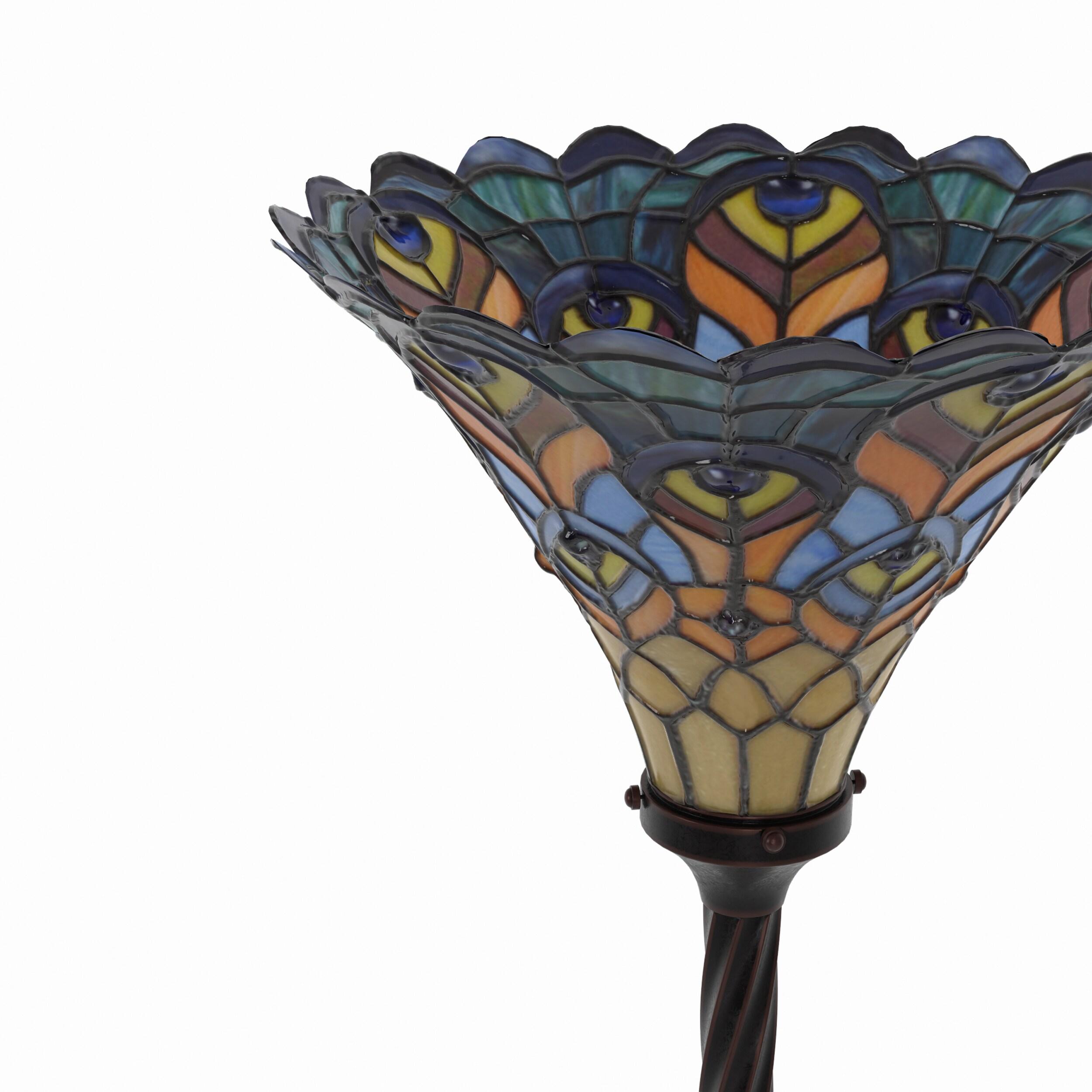 JONATHAN Y JYL8006A Peacock Tiffany-Style 70" Torchiere LED Floor Lamp, Traditional for living room, dinning room, bedroom, office Bulb Included, Bronze
