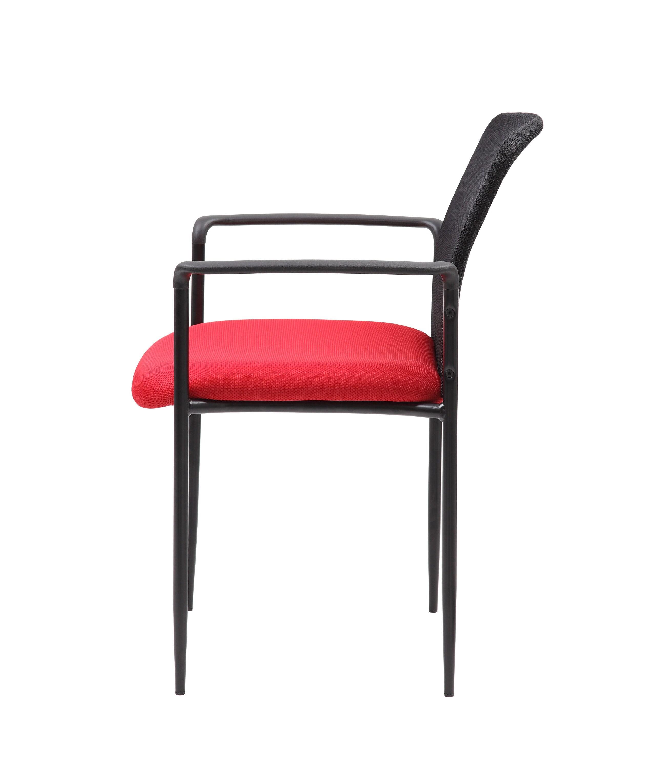 Boss Office Products Office Chair Red: Mesh Upholstered, Fixed Arms, Steel Legs, Powder-Coated Finish