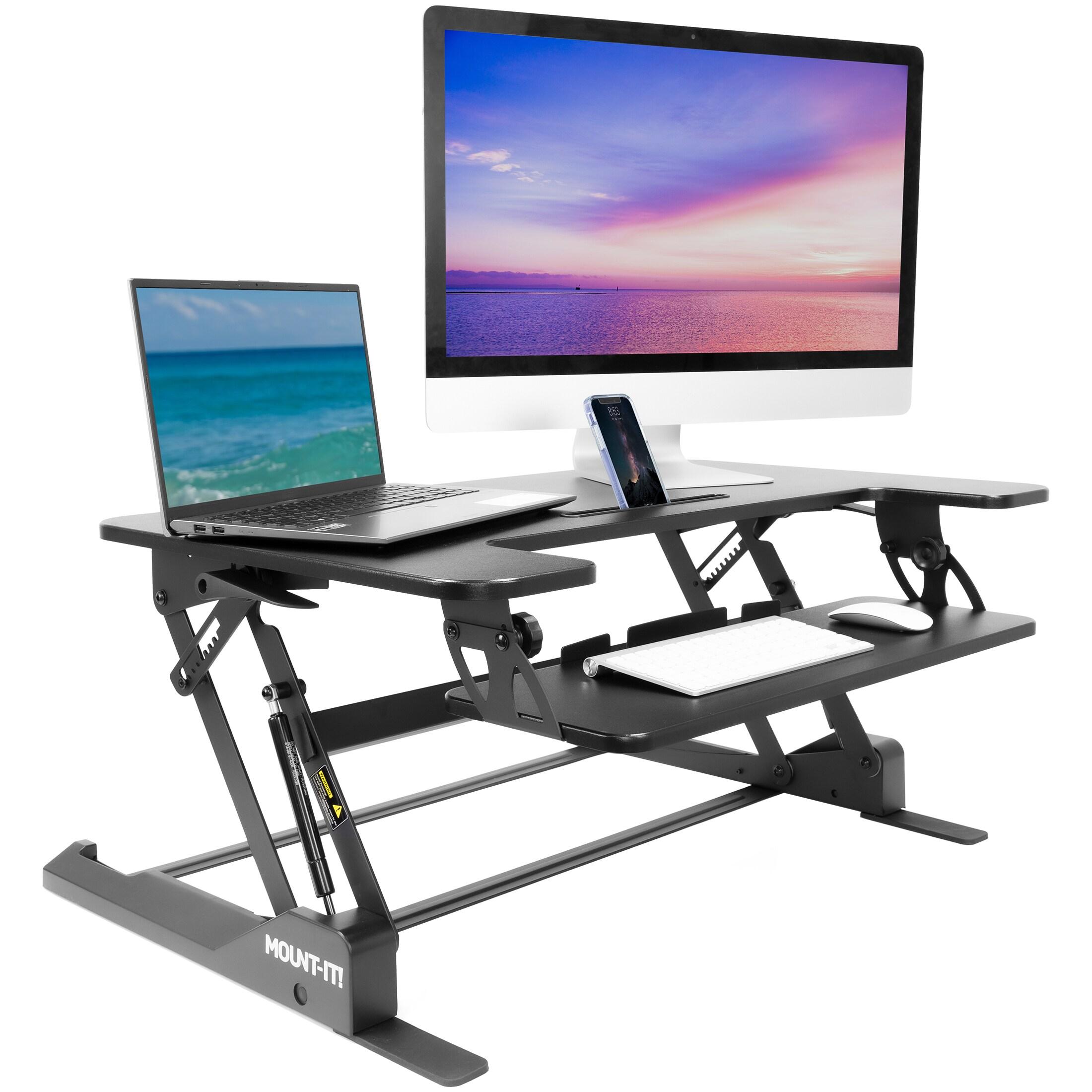 Mount-It! Standing Desk Converter, Height Adjustable Stand Up Desk, 36 Inch Sit Stand Workstation