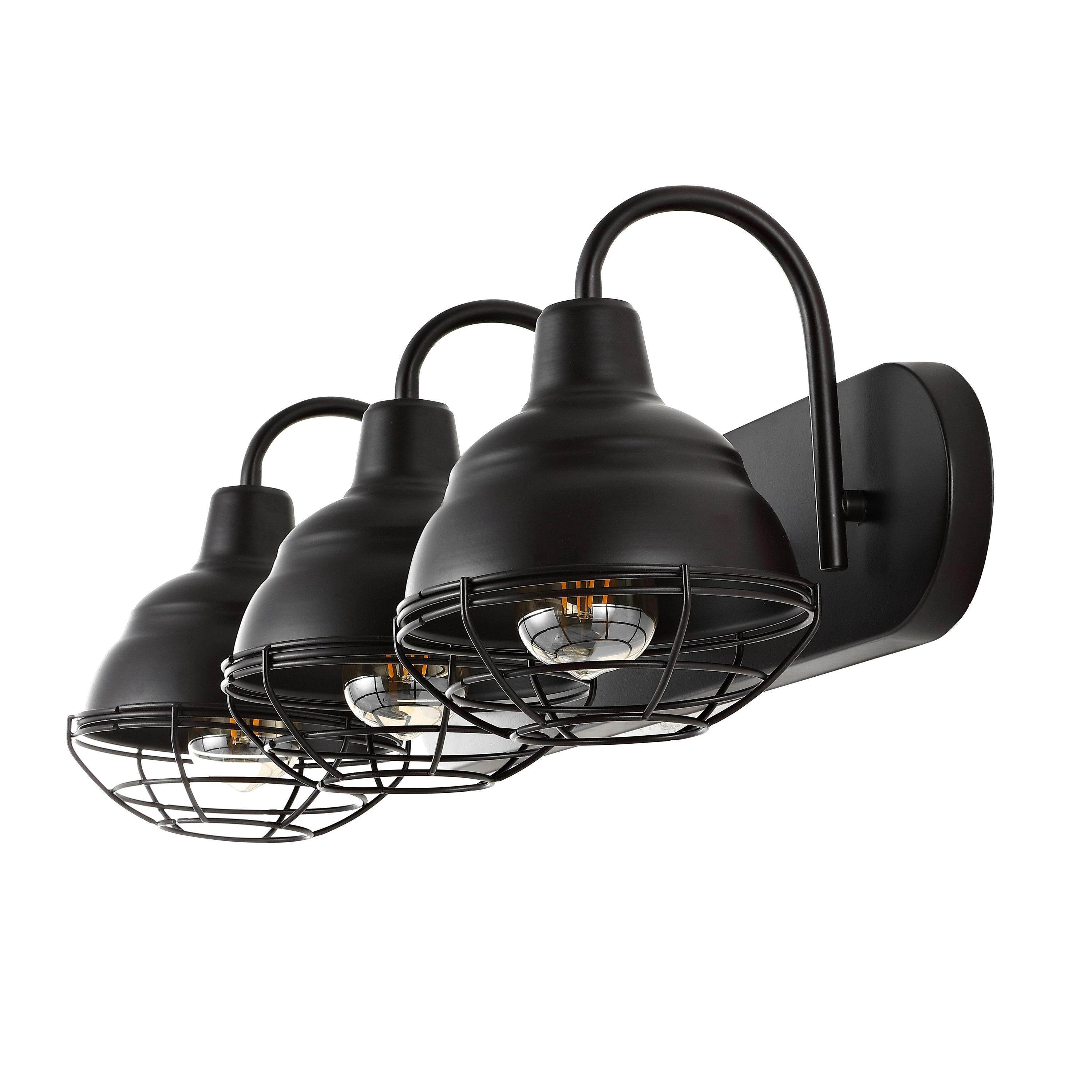 JONATHAN Y Levi 24.5" 3-Light Industrial Farmhouse Iron LED Vanity, Oil Rubbed Bronze