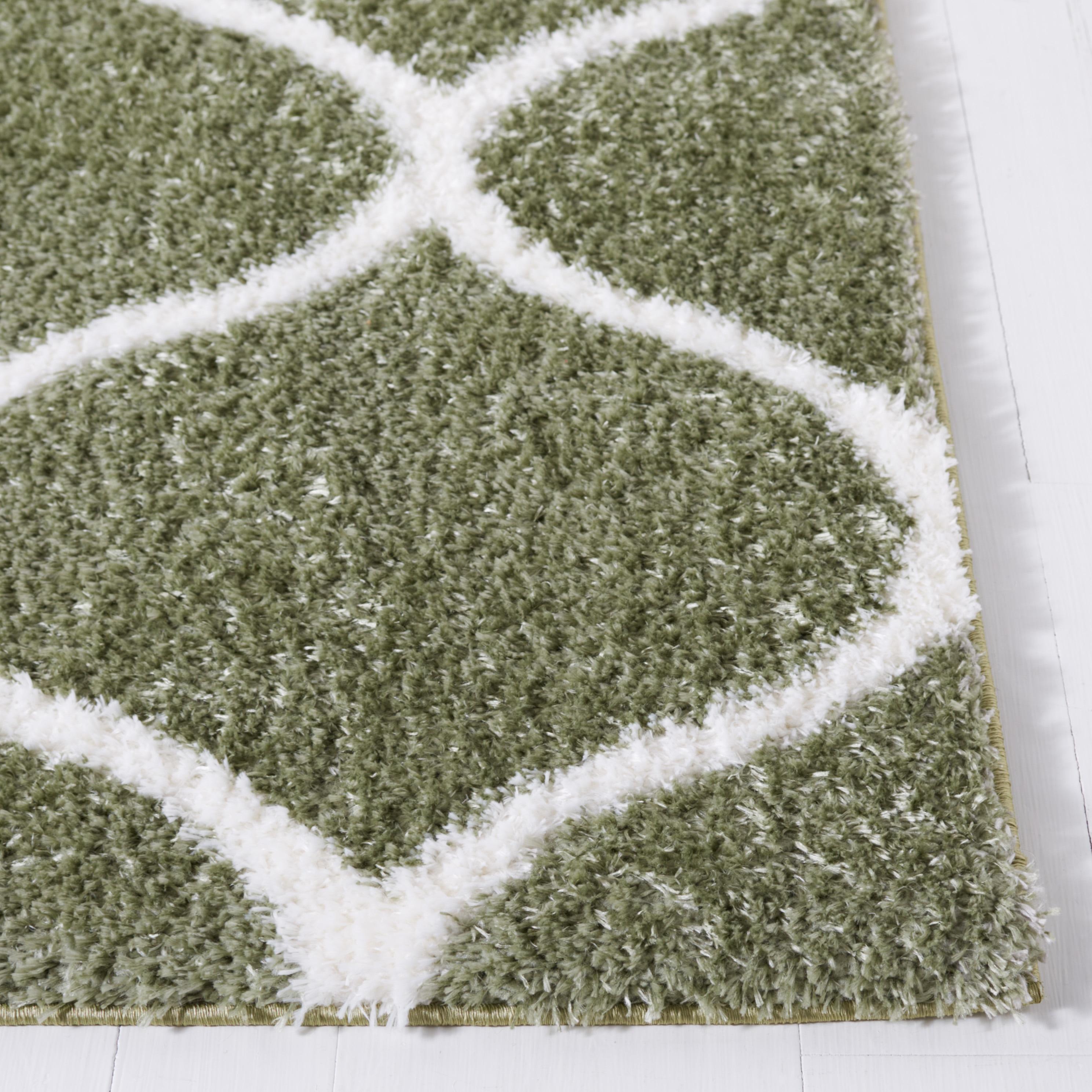 Tahoe Shag THO677 Power Loomed Indoor Runner Rug - Sage/White - 2'x9' - Safavieh