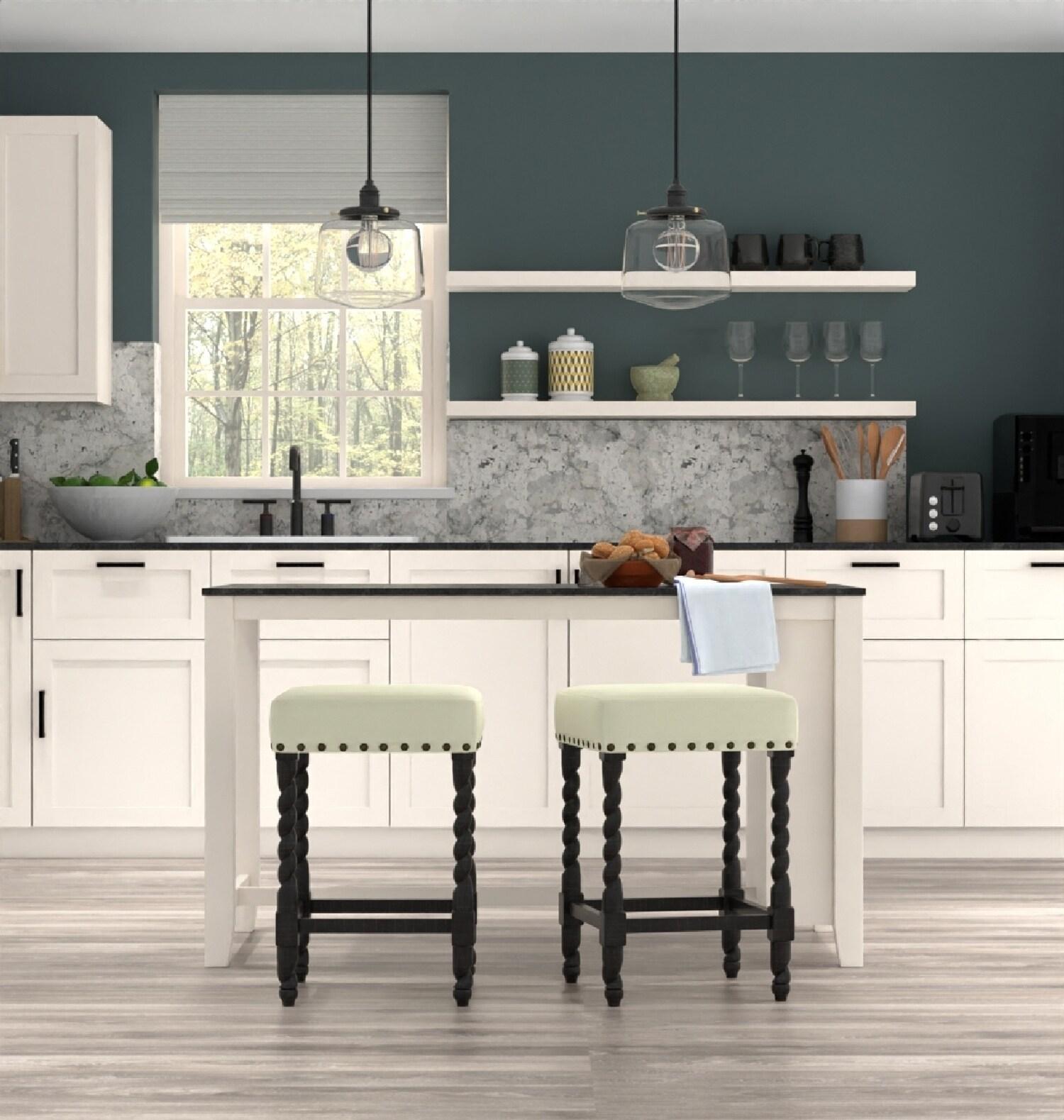 Carolina Living Remick 24" Counter Stool - Espresso - Linen Upholstery