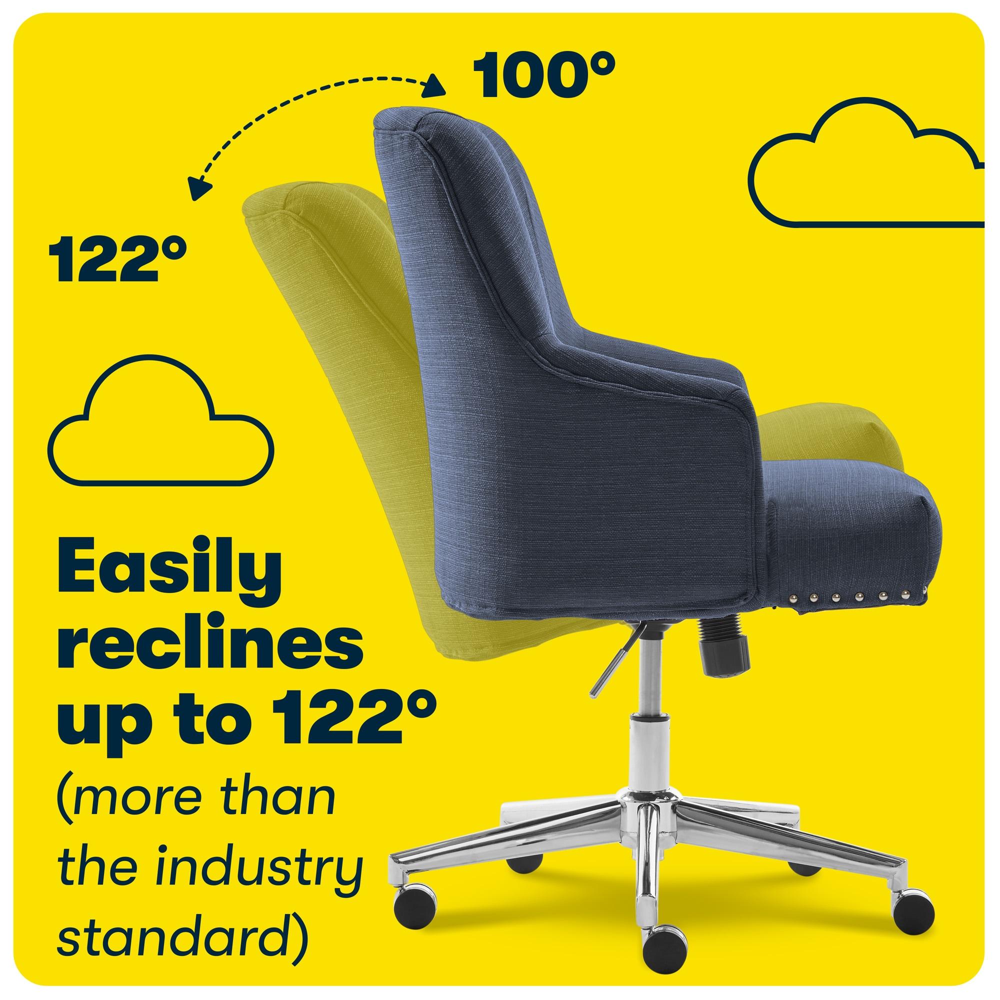Style Leighton Home Office Chair Sanctuary Blue - Serta: Swivel, Adjustable, Wood Frame, Fixed Arms