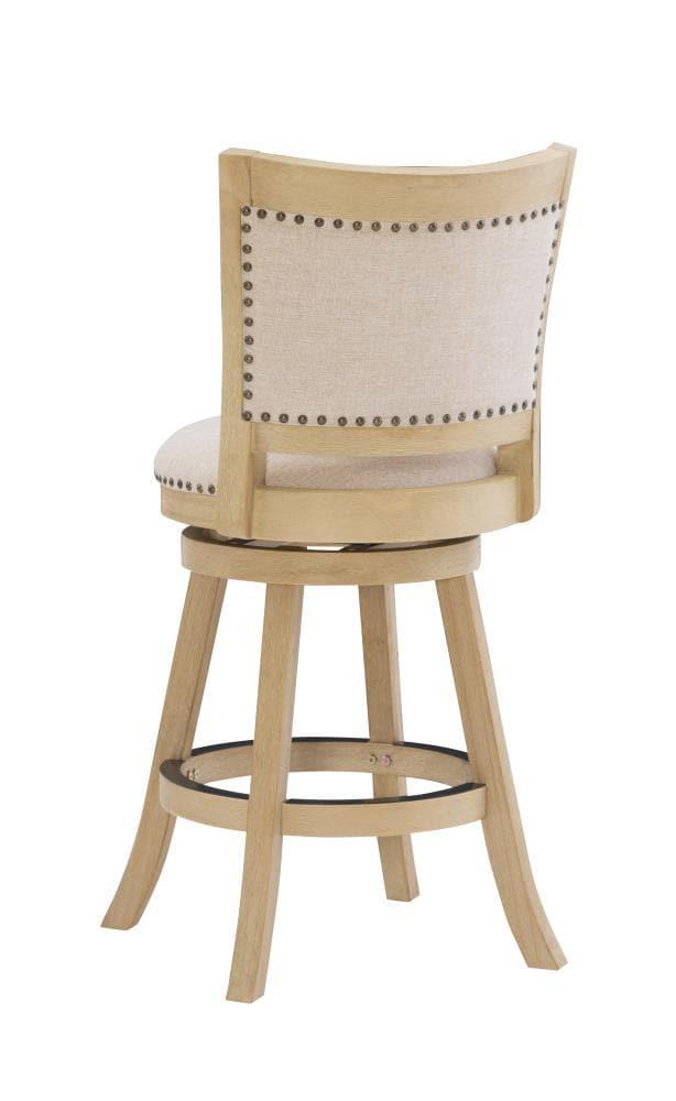 Tift Buff Nailhead Swivel Counter Height Barstool Gray - Linon: Solid Wood, Beige Linen Upholstery