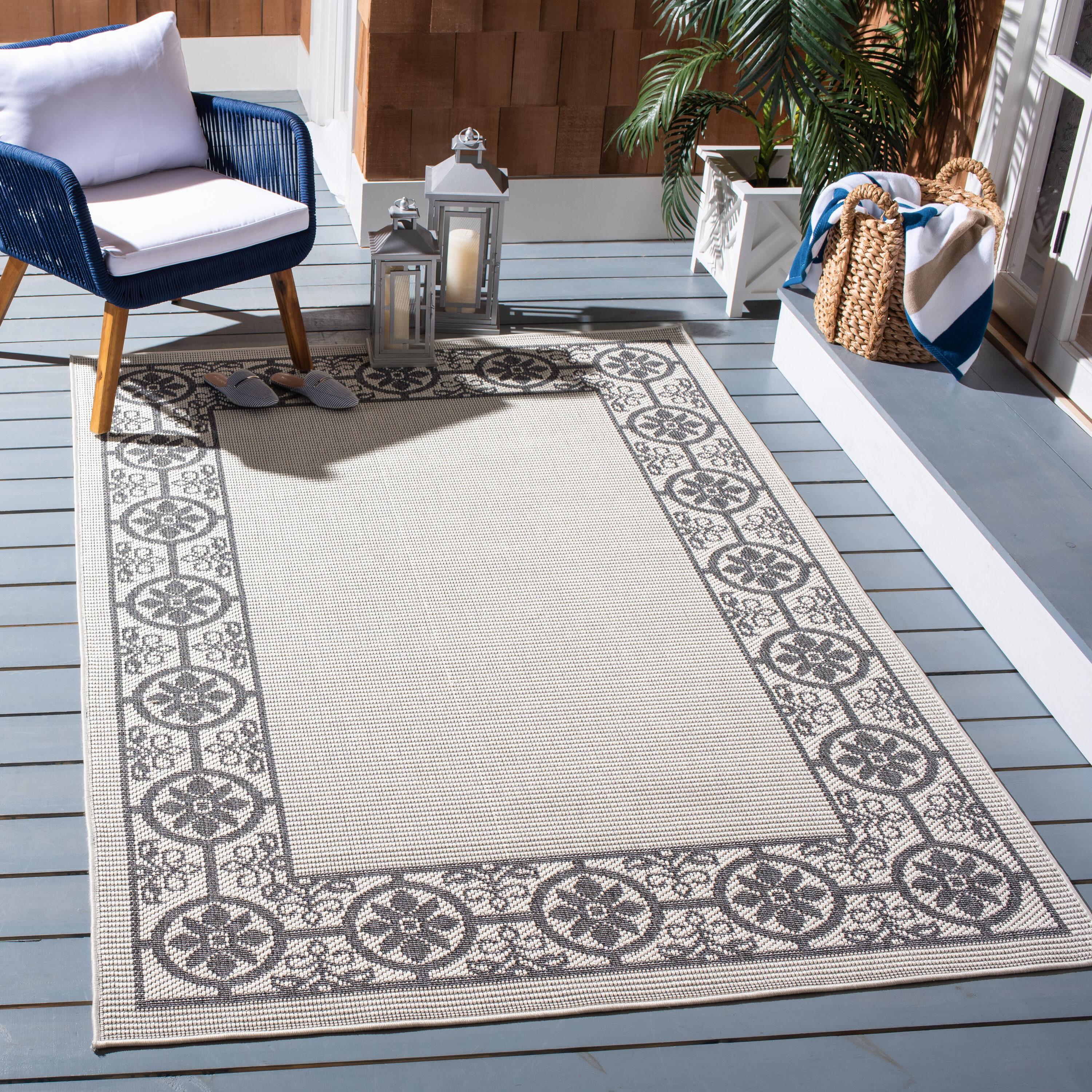 Bermuda BMU815 Power Loomed Indoor/Outdoor Machine Washable Area Rug - Ivory/Charcoal - 8'x10' - Safavieh