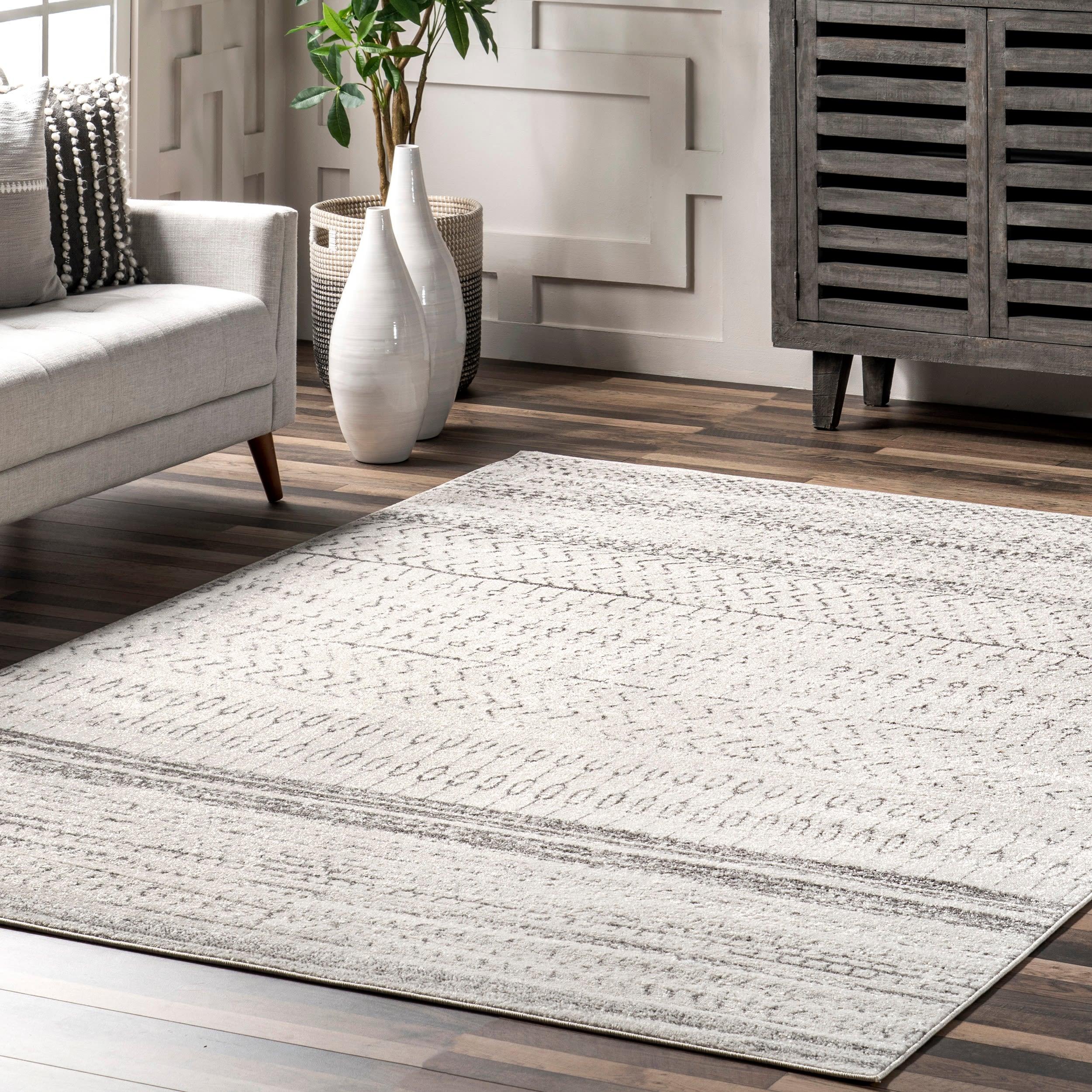 Nuloom Nova Striped 5x7 Indoor Area Rug for Living Room Bedroom Dining Room Kitchen, Grey/Off White