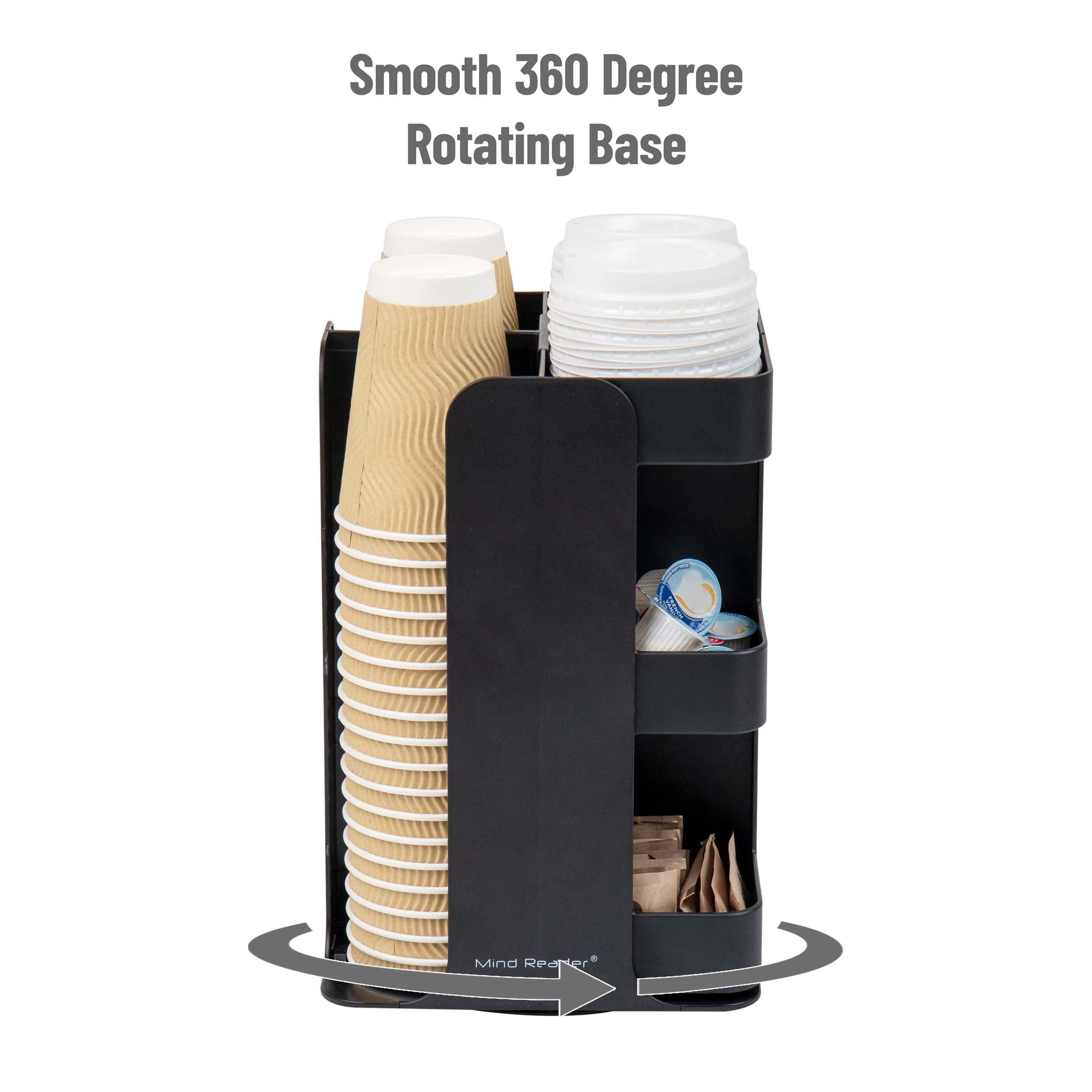 Mind Reader Mind Reader Cup Condiment Carousel, Countertop Organizer, Coffee Bar Accessories, Kitchen, Stirrers, 8"L x 8"W x 12"H