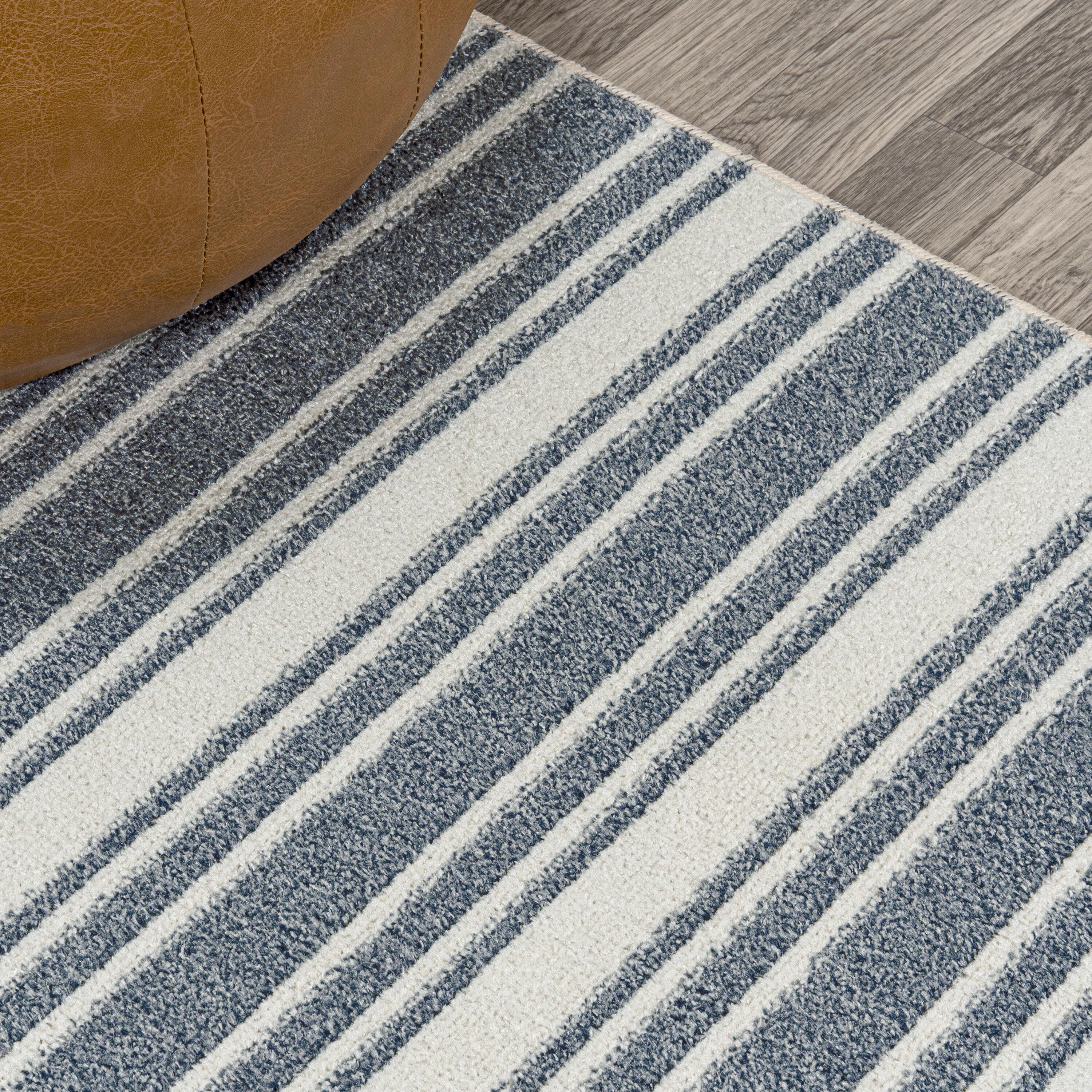 JONATHAN Y Fawning Two-Tone Striped Classic Low-Pile Machine-Washable Cream/Dark Gray 8 ft. x 10 ft. Area Rug