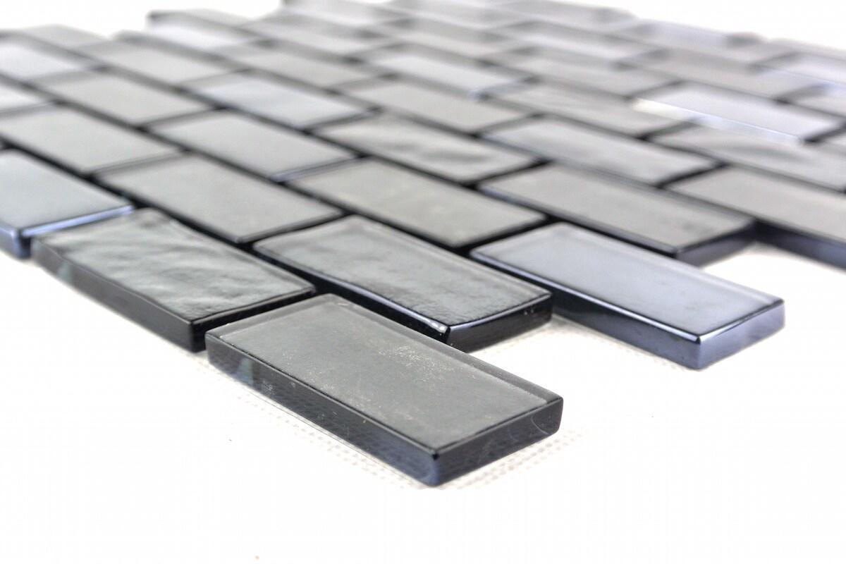 Landscape 1 in. x 2 in. Translucent Glass Plastic Face Mounted Brick Mosaic Designer Pool Tile