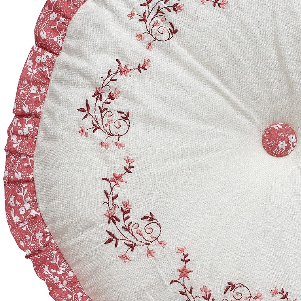 Caroline Embroidered Round Pillow