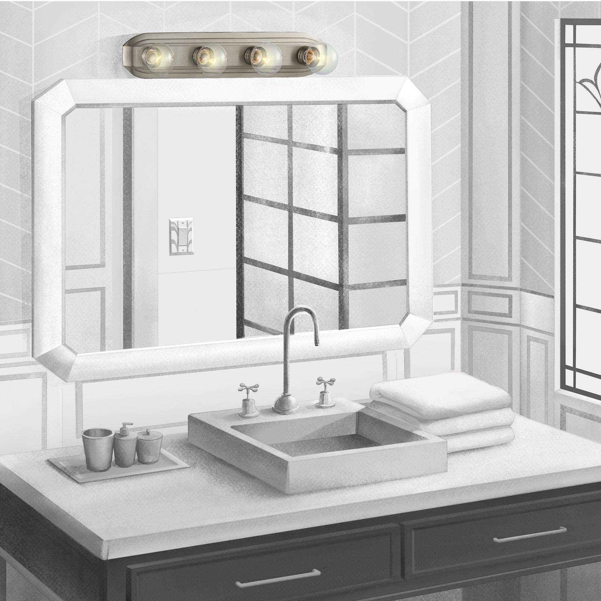 Brushed Nickel 24" 4-Light Modern Vanity Fixture