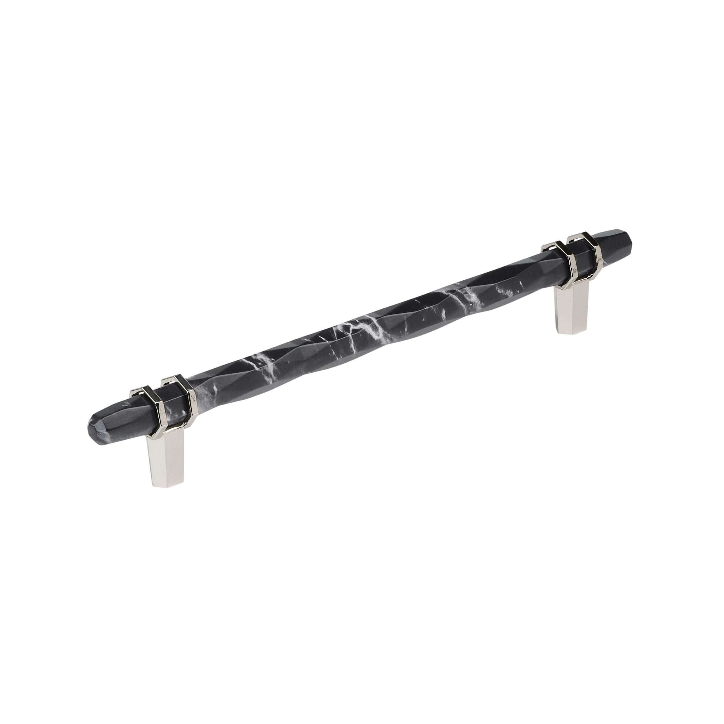 8-Inch Black Marble and Polished Nickel Bar Pull