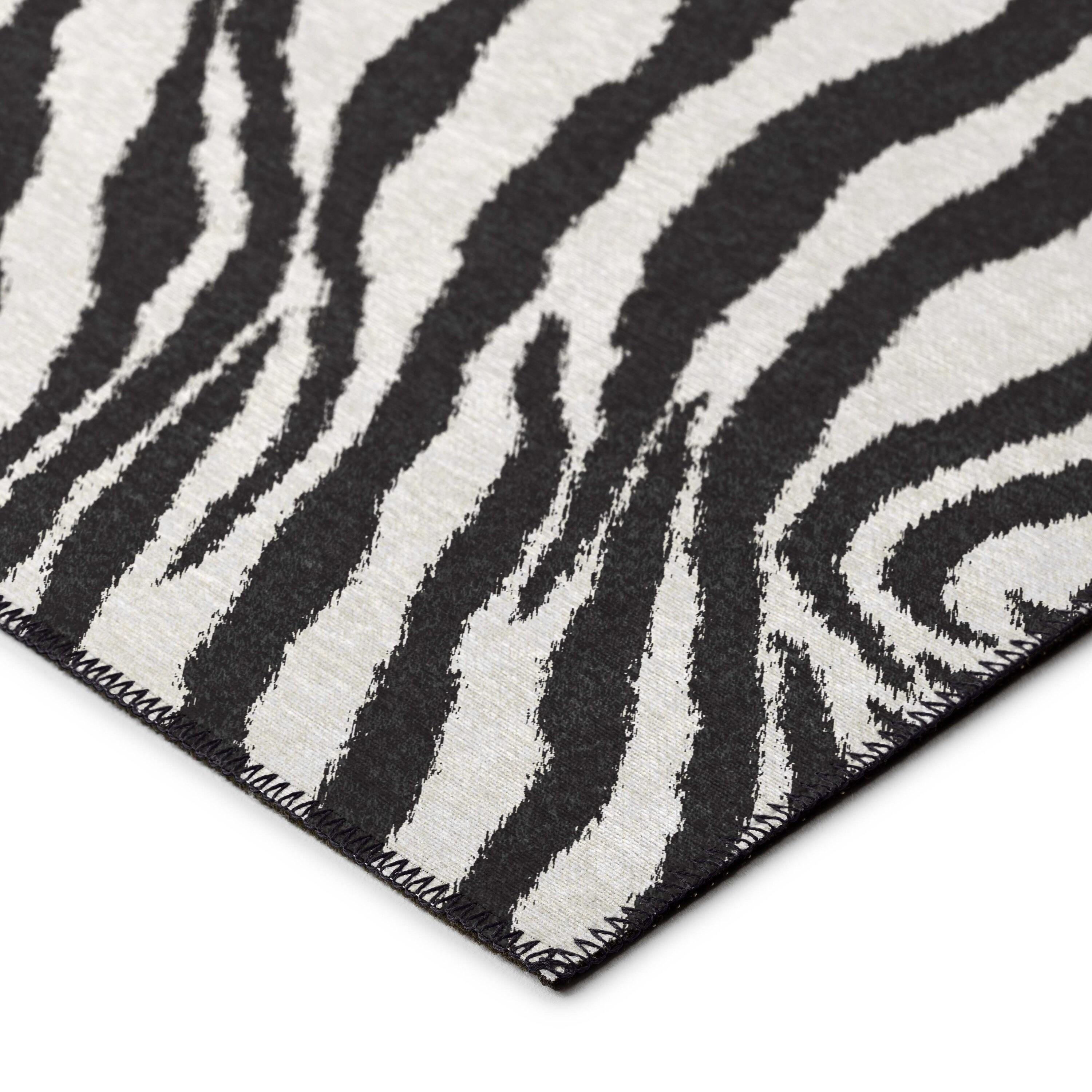 Addison Rugs Addison Indoor/ Outdoor Safari Zebra Animal Print Washable Area Rug 3' x 5' - Pearl