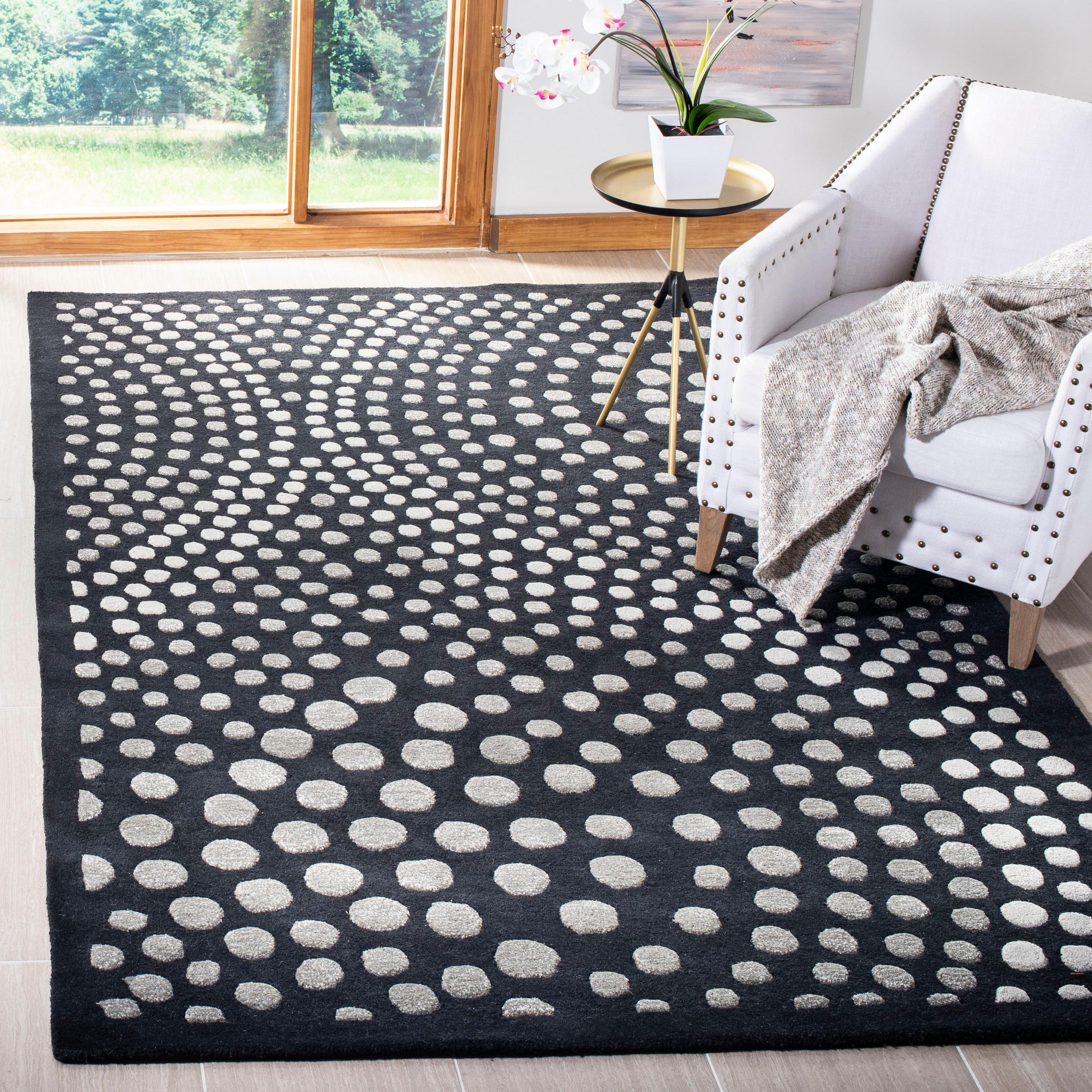 SAFAVIEH Soho Andrew Polka Dots Wool Area Rug, Dark Grey, 2' x 3'