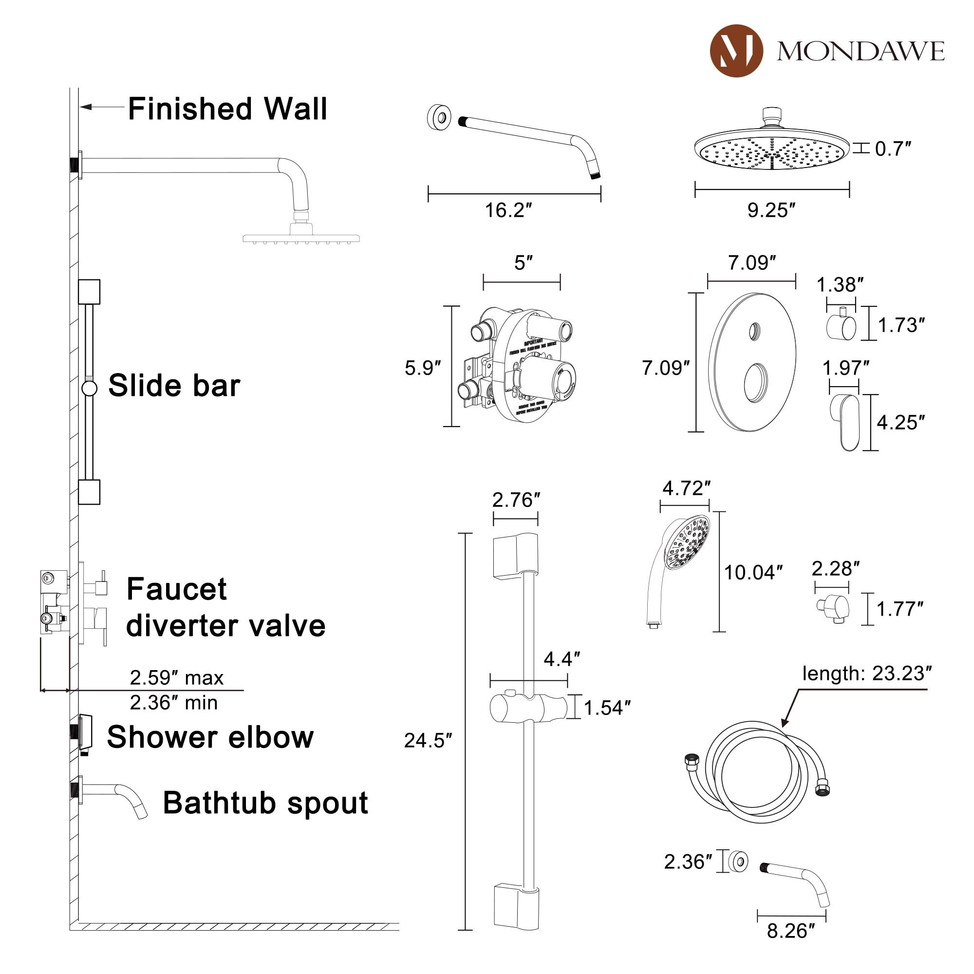 Calliope Wall Mounted 3 Function Retro Shower System with 3 Setting Handheld