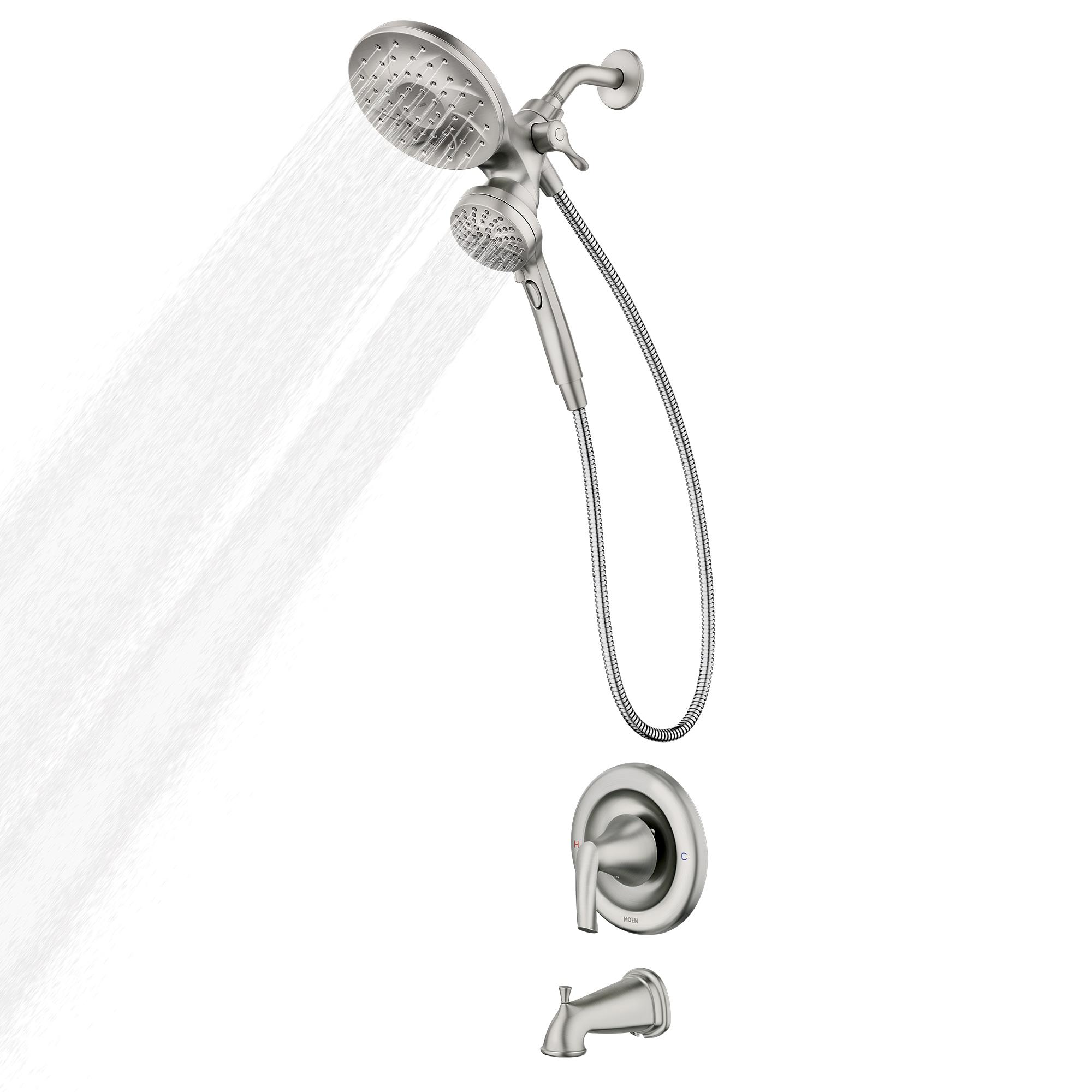 Moen Magnetix 82137SRN Graeden Spot Resist Brushed Nickel 1-Handle Bathtub and Shower Faucet with Valve