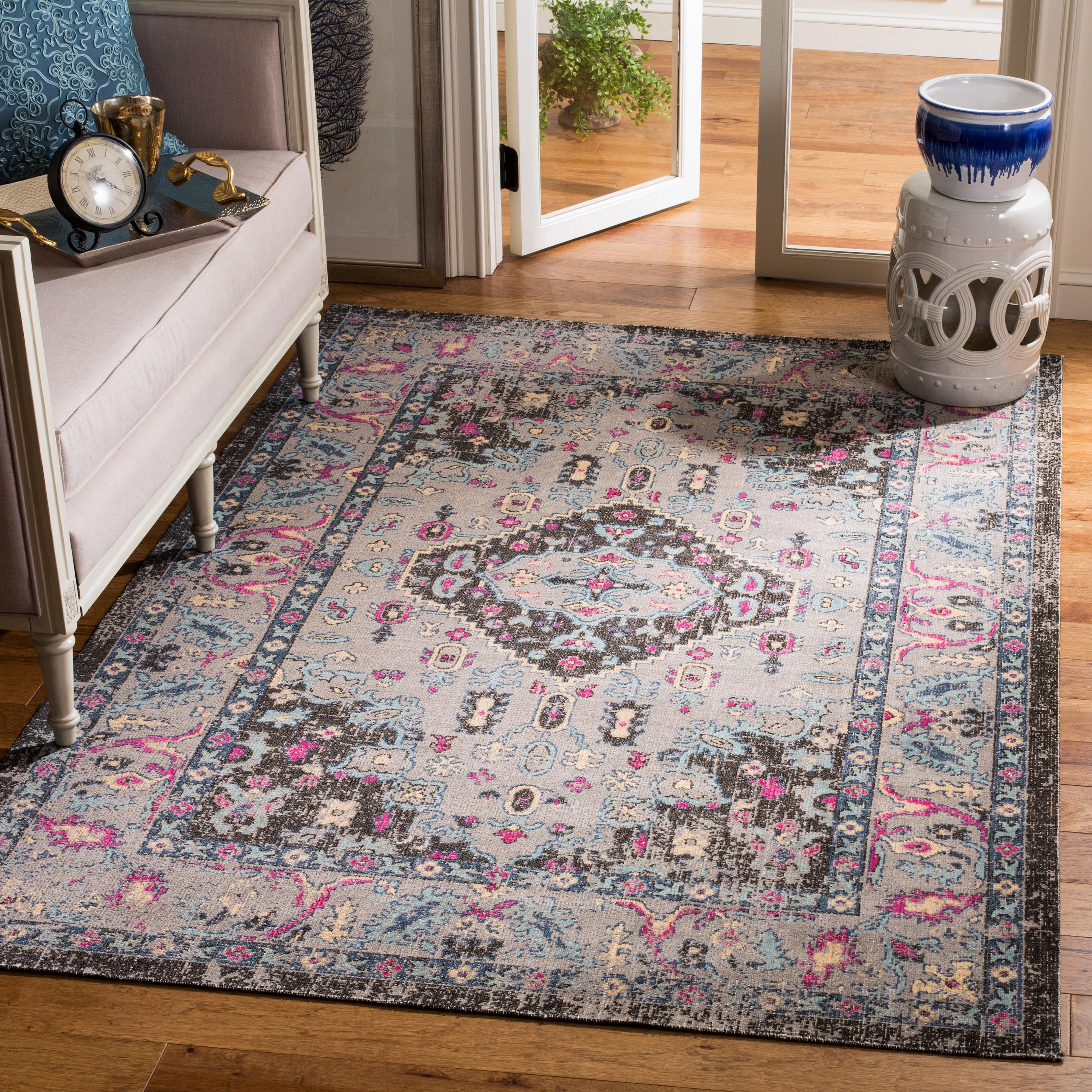 SAFAVIEH Artisan Blaze Oriental Area Rug, Light Grey/Black, 5'1" x 7'6"