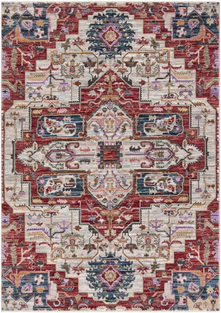 SAFAVIEH Nirvana Comhgham Geometric Area Rug, Cream/Red, 5' x 7'