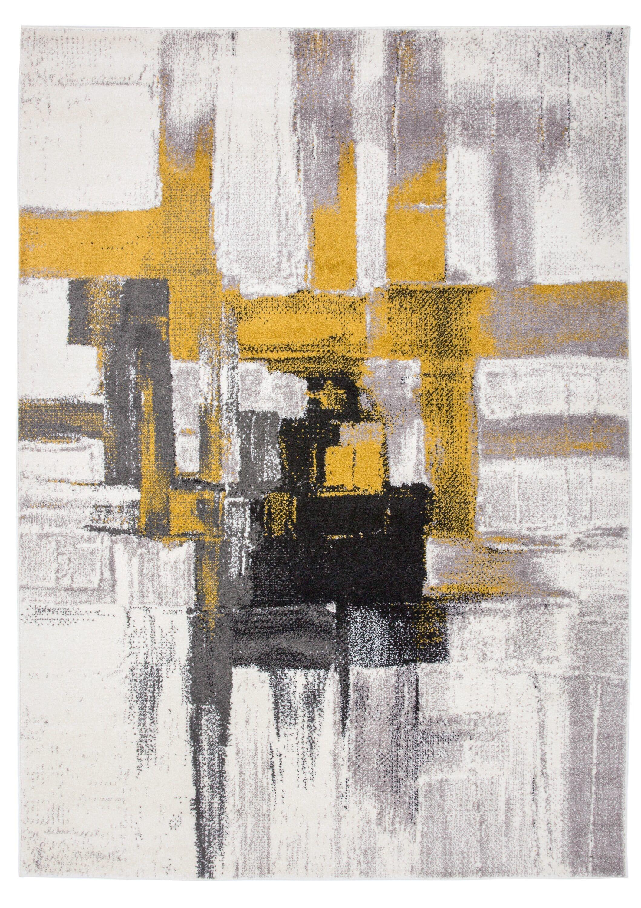 World Rug Gallery Contemporary Modern Abstract Gold 6'6" x 9' Area Rug