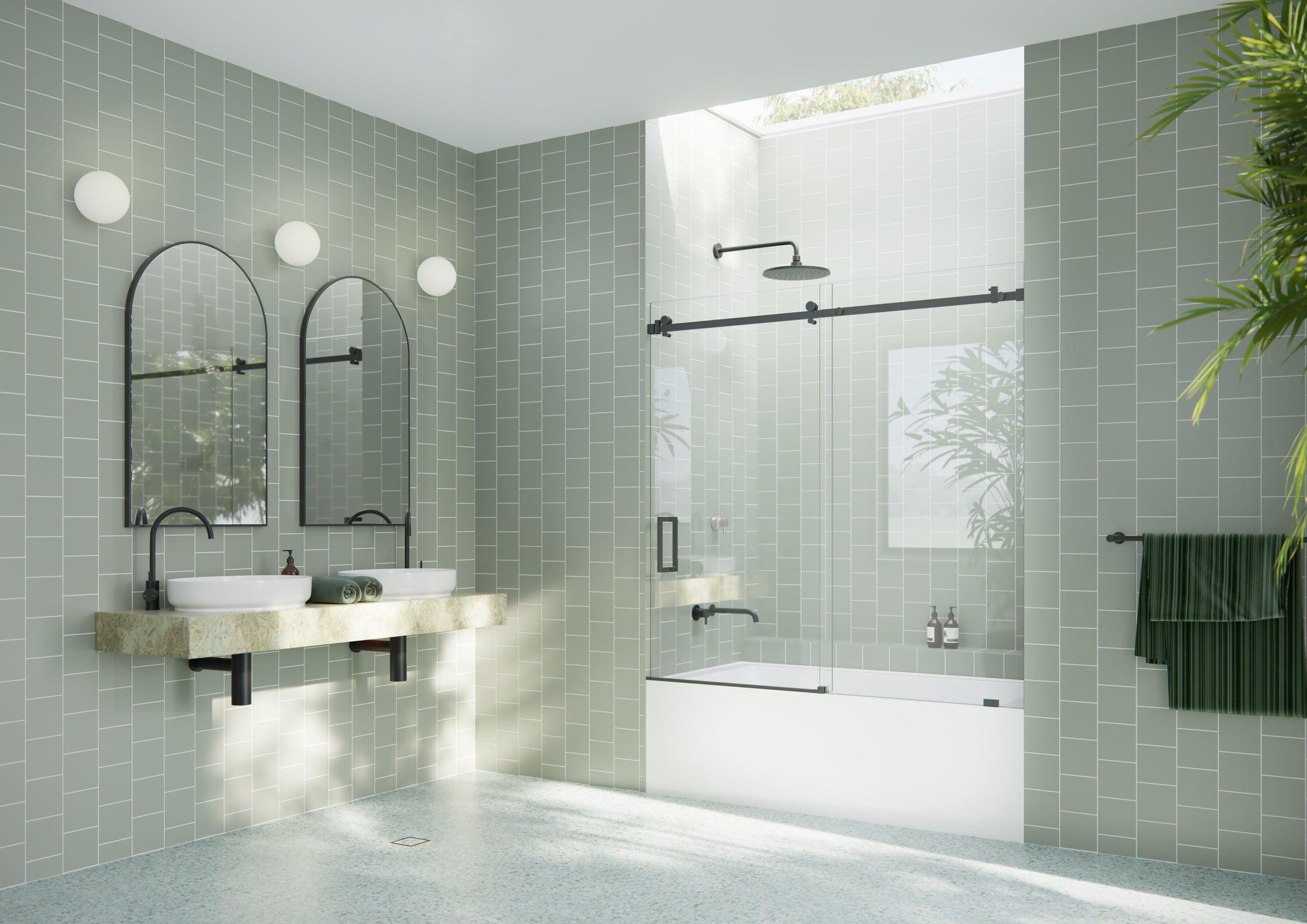 Astro 56 in. - 60 in. x 60 in. Frameless Sliding Bathtub Door