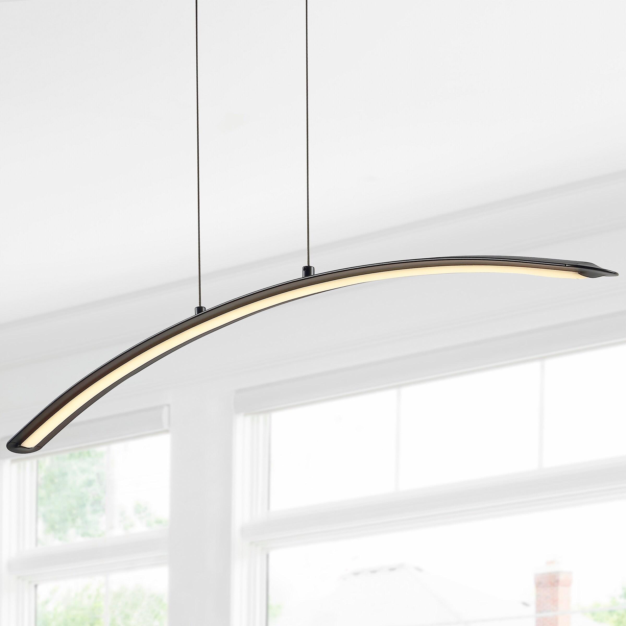 JONATHAN Y Roxanna 41.5" Dimmable Adjustable Integrated LED Metal Linear Pendant, Black
