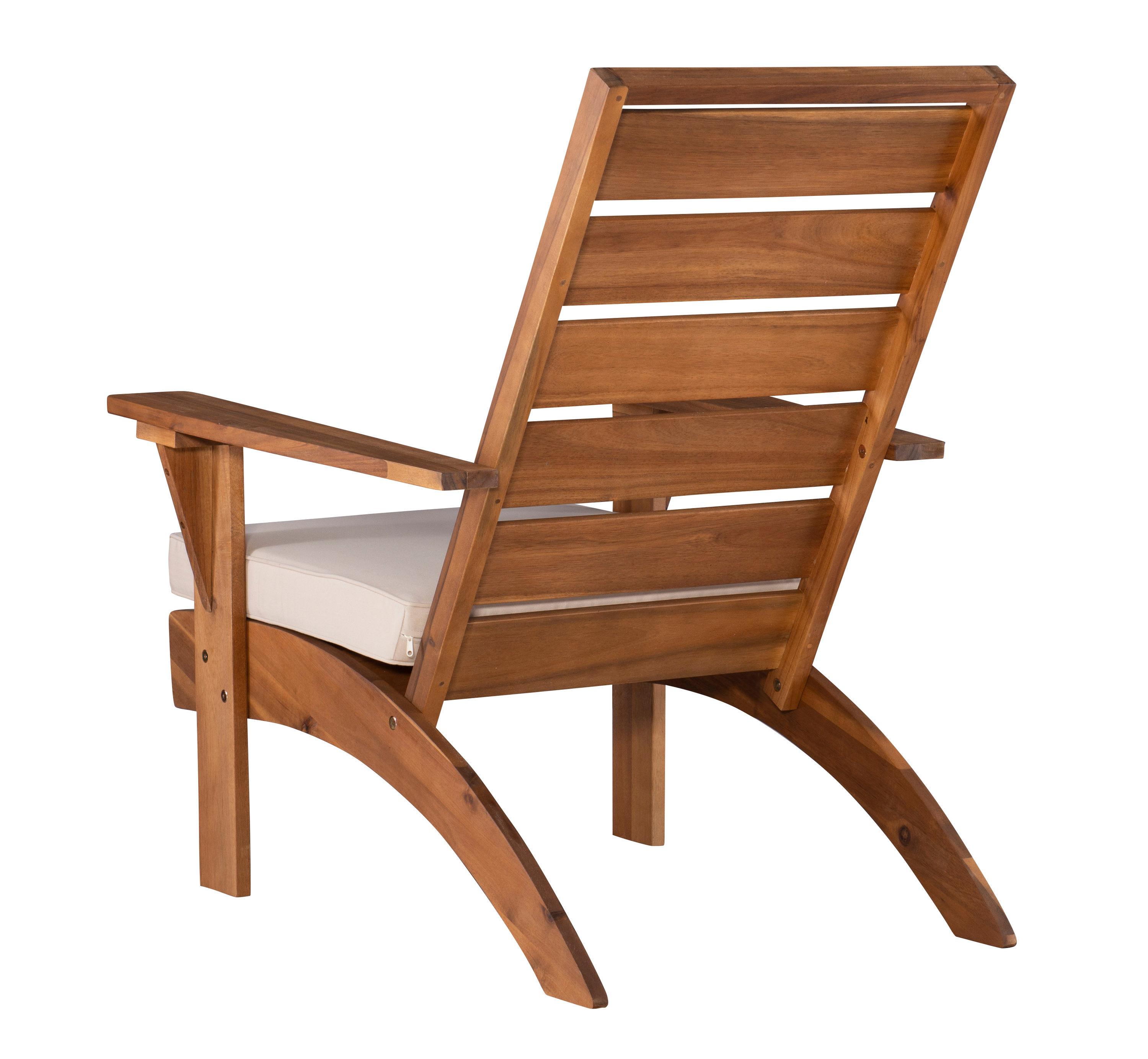 Rockport Outdoor Acacia Wood Chair with Cushion Brown - Linon: Porch Seating, Polyester Fabric, Foam Fill