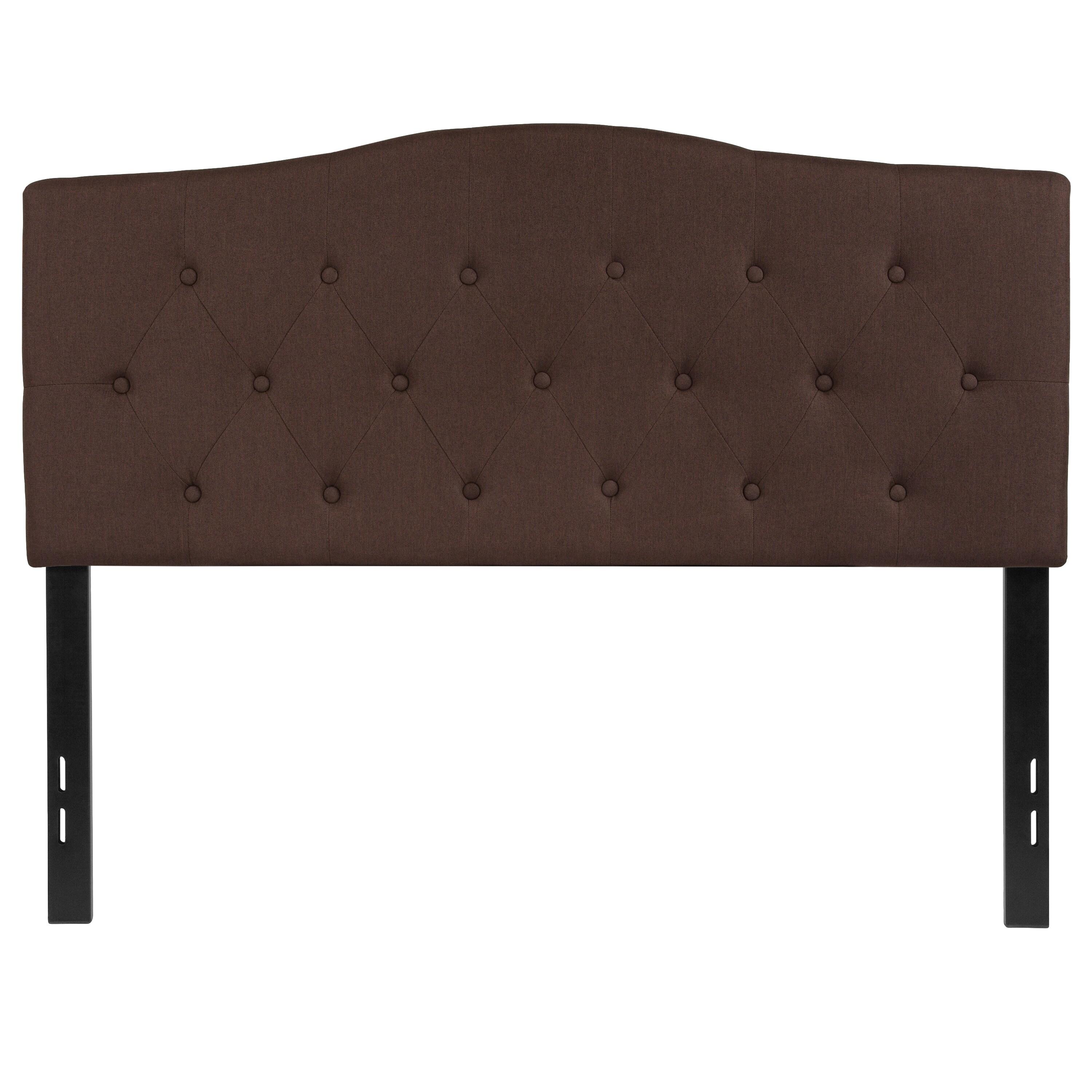 Flash Furniture Cambridge Tufted Upholstered Full Size Headboard in Dark Brown Fabric