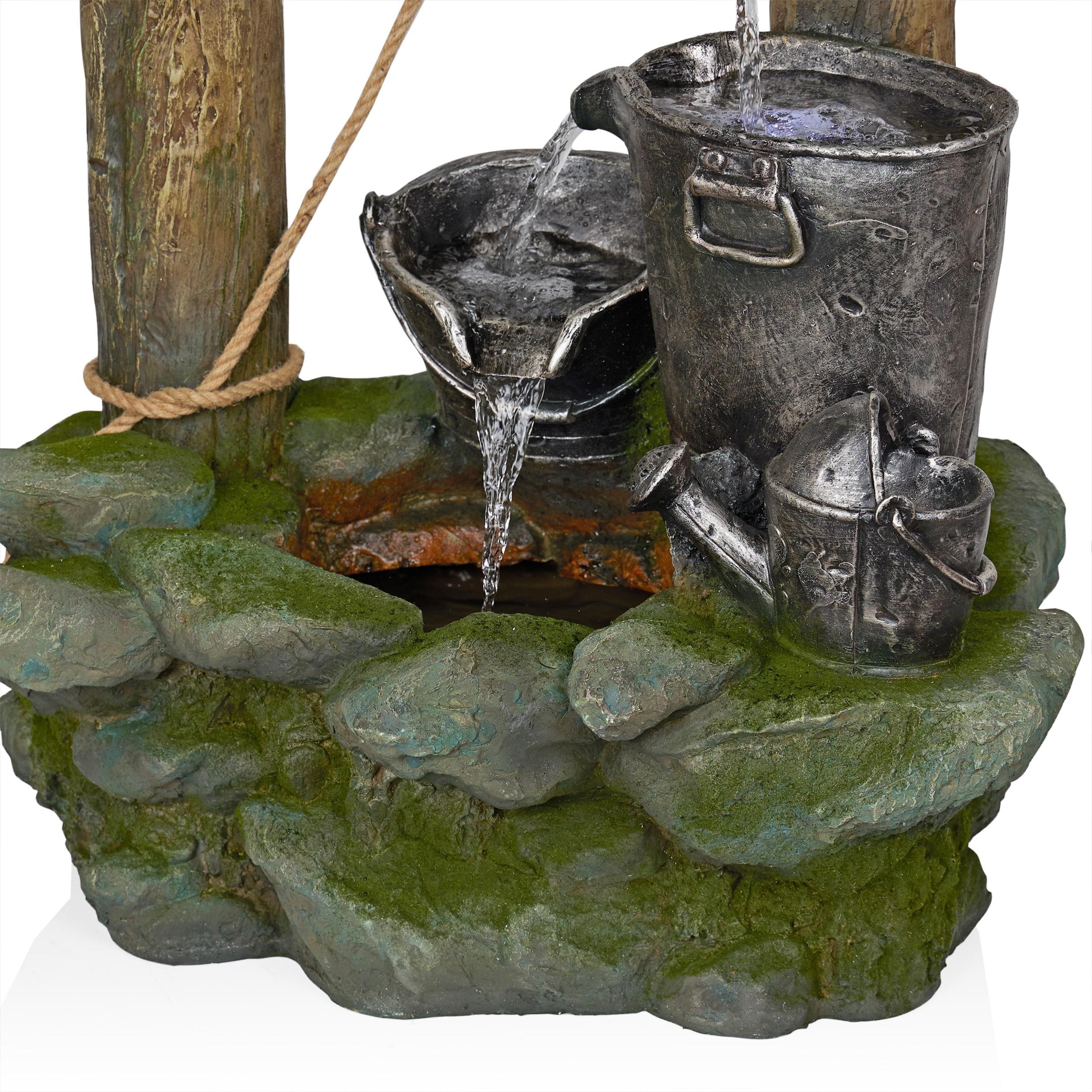 Alpine Corporation 72" Clear Glass Panel with Embossed Leaves Waterfall Fountain: Freestanding, Electric, Indoor/Outdoor Use
