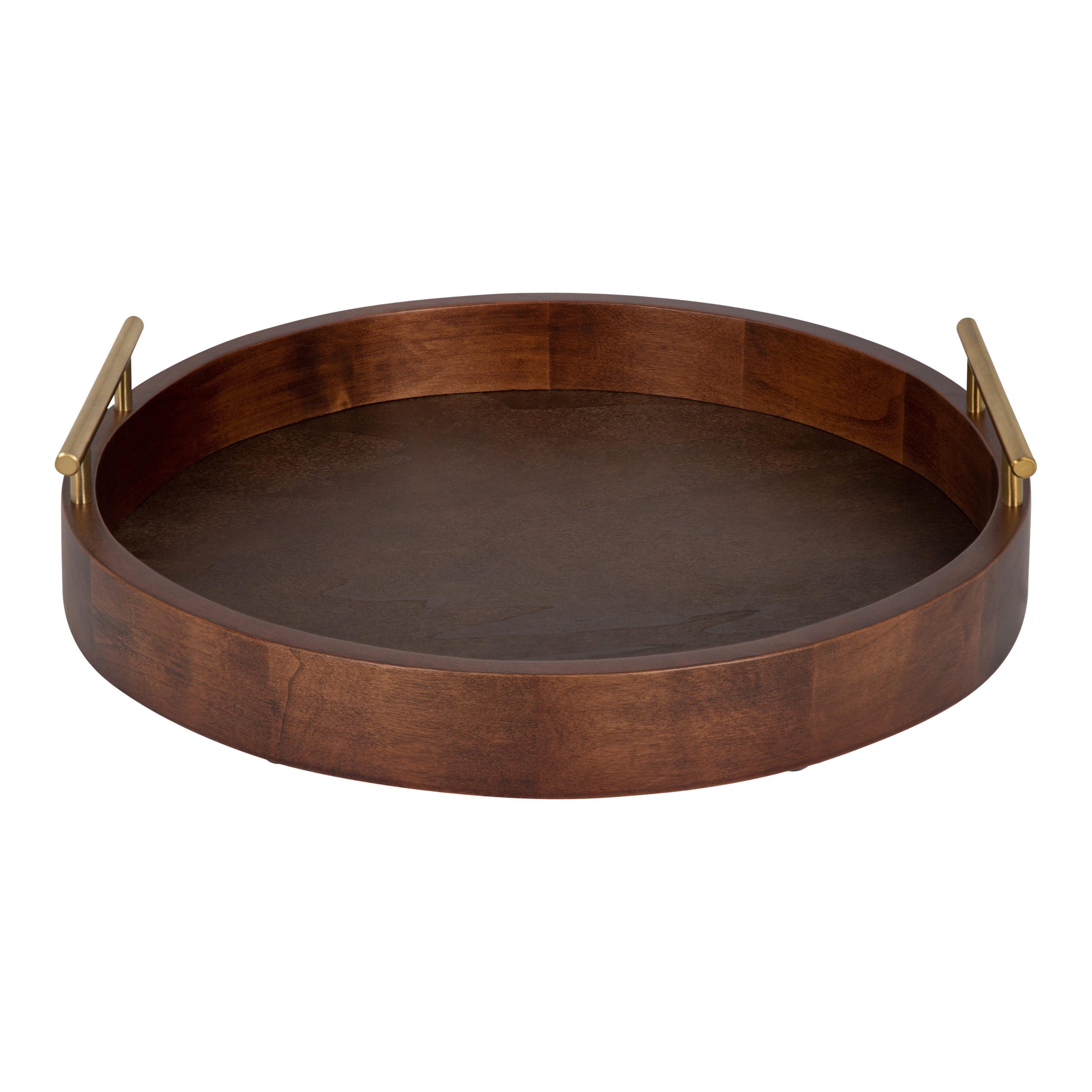 Kate and Laurel Lipton Tray, 18" Diameter, Walnut Brown