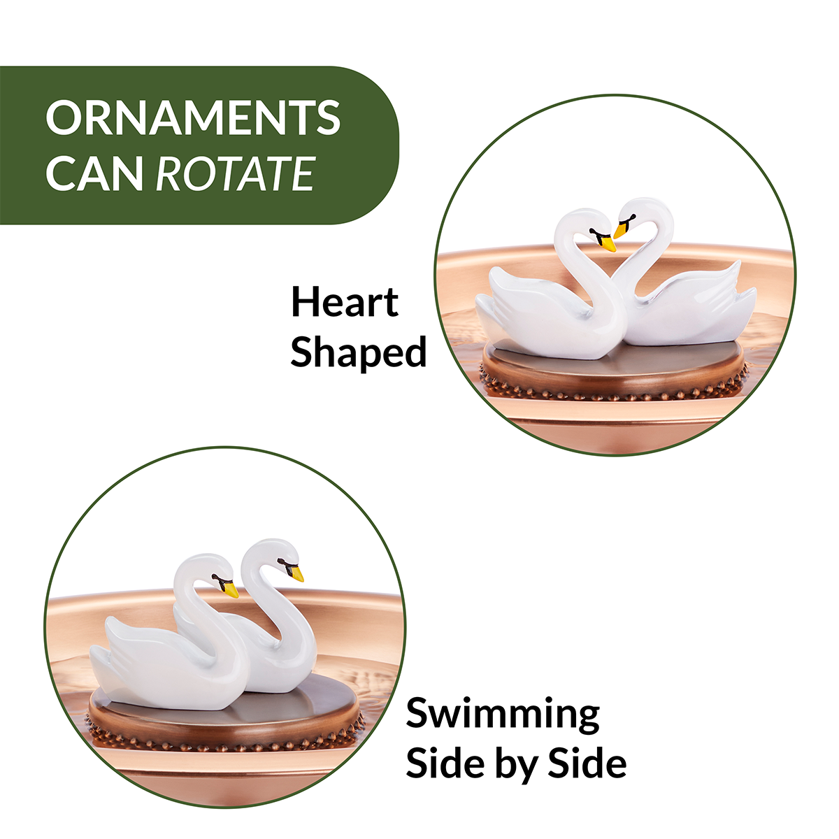 Good Directions 18" Copper Bird Bath with Swans
