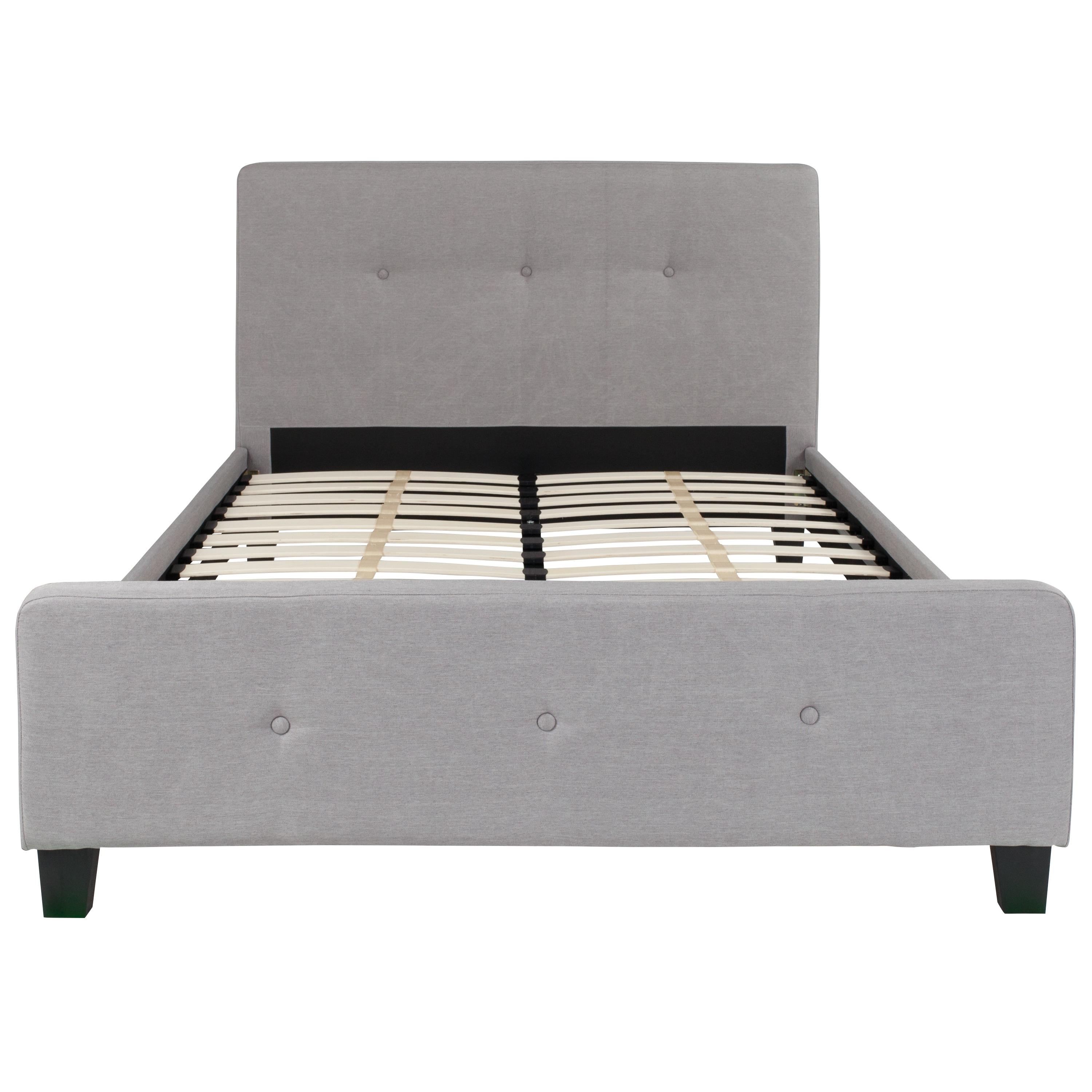 Flash Furniture Tribeca Full Size Tufted Upholstered Platform Bed in Light Gray Fabric