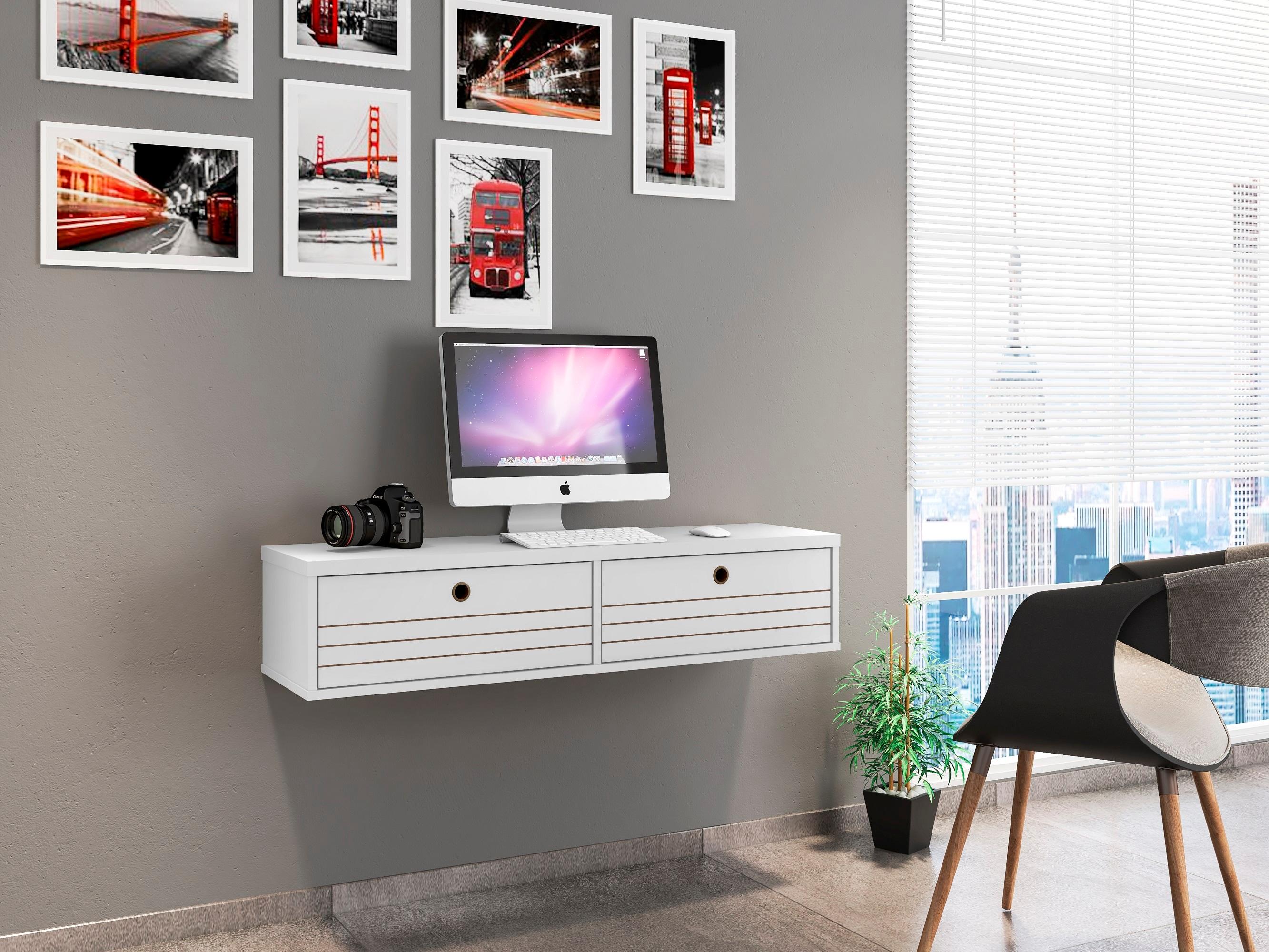 42.28" Liberty Floating Office Desk White - Manhattan Comfort