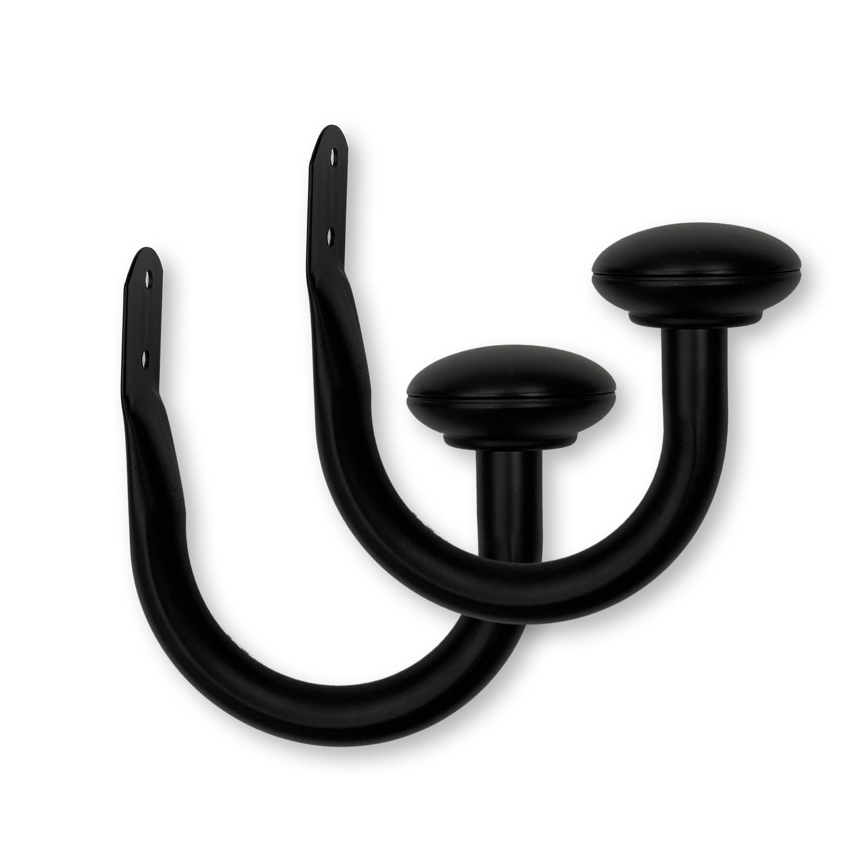 Set of 2 (2.7"x6.5") Steel Curtain Holdbacks in Matte Black - Lumi Home Furnishings