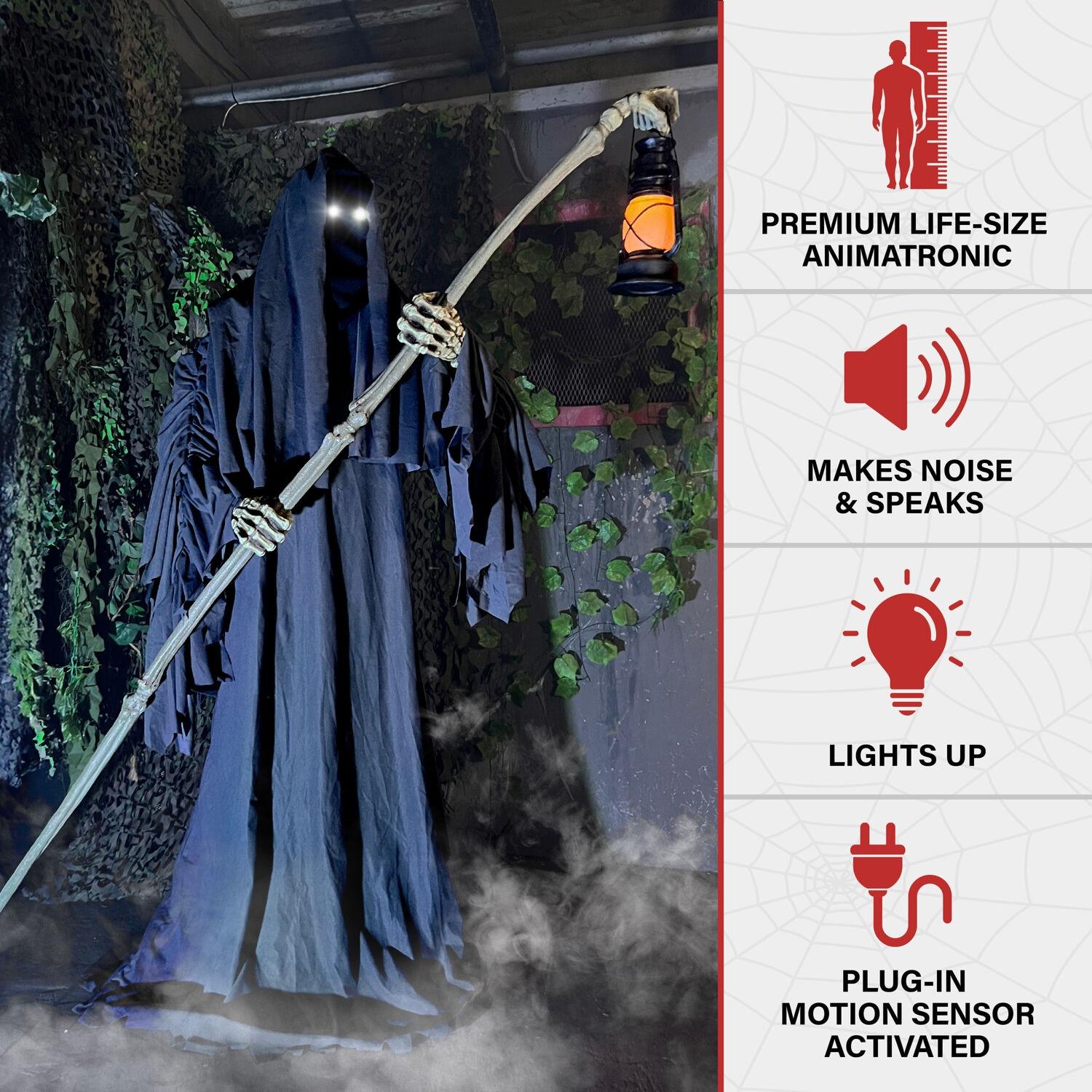 Haunted Hill Farm 6-Ft. Tall Motion-Activated Ghostly Guide Premium Talking Halloween Animatronic & Reviews | Wayfair
