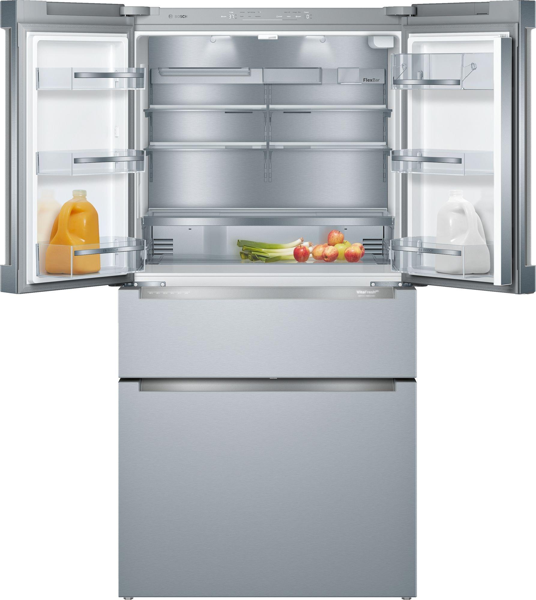 Bosch - 800 Series 36-Inch Smart 3-Door Counter-Depth Refrigerator With Recessed Handles, Anti-Fingerprint Exterior, Internal Water, Home Connect