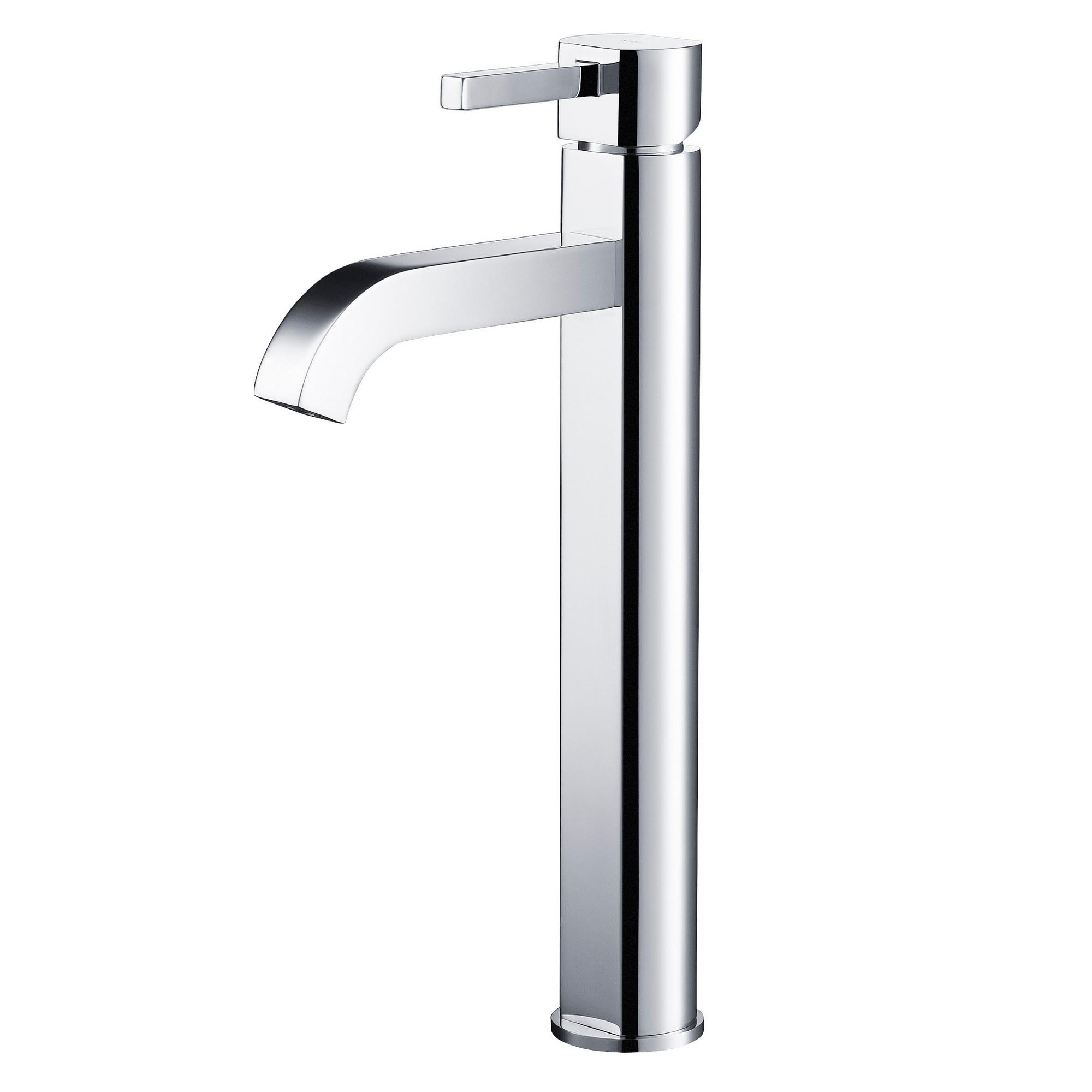 Kraus Ramus Vessel Mixer Single-Handle Bathroom Faucet with Matching Pop-Up Drain