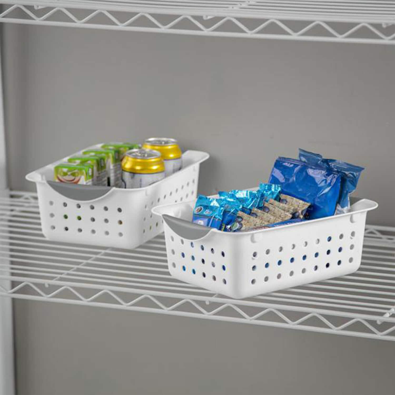 Sterilite Small Ultra Basket, Storage Bin to Organize Closets, Cabinets, Pantry, Shelving and Countertop Space, White, 12-Pack