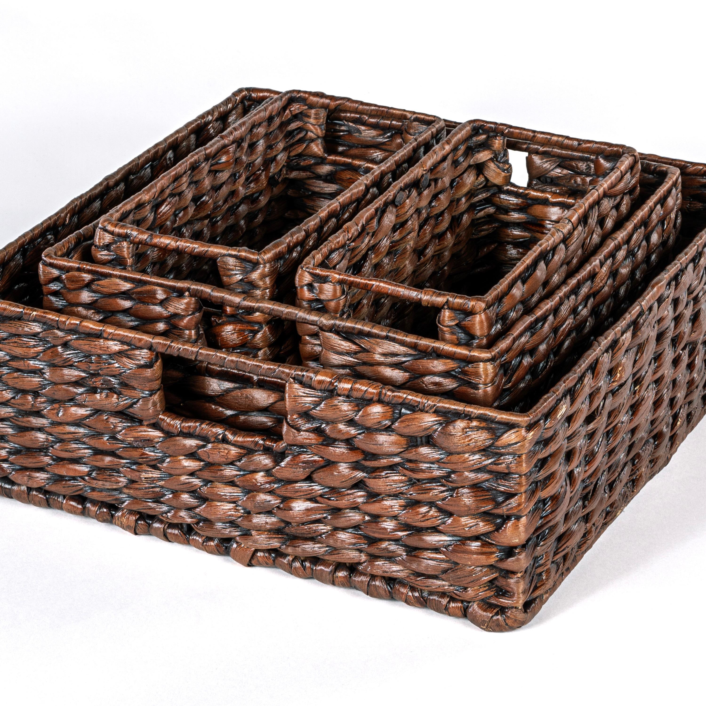 Traditional Assorted Hand-Woven Hyacinth/Iron Baskets (Set of 10)