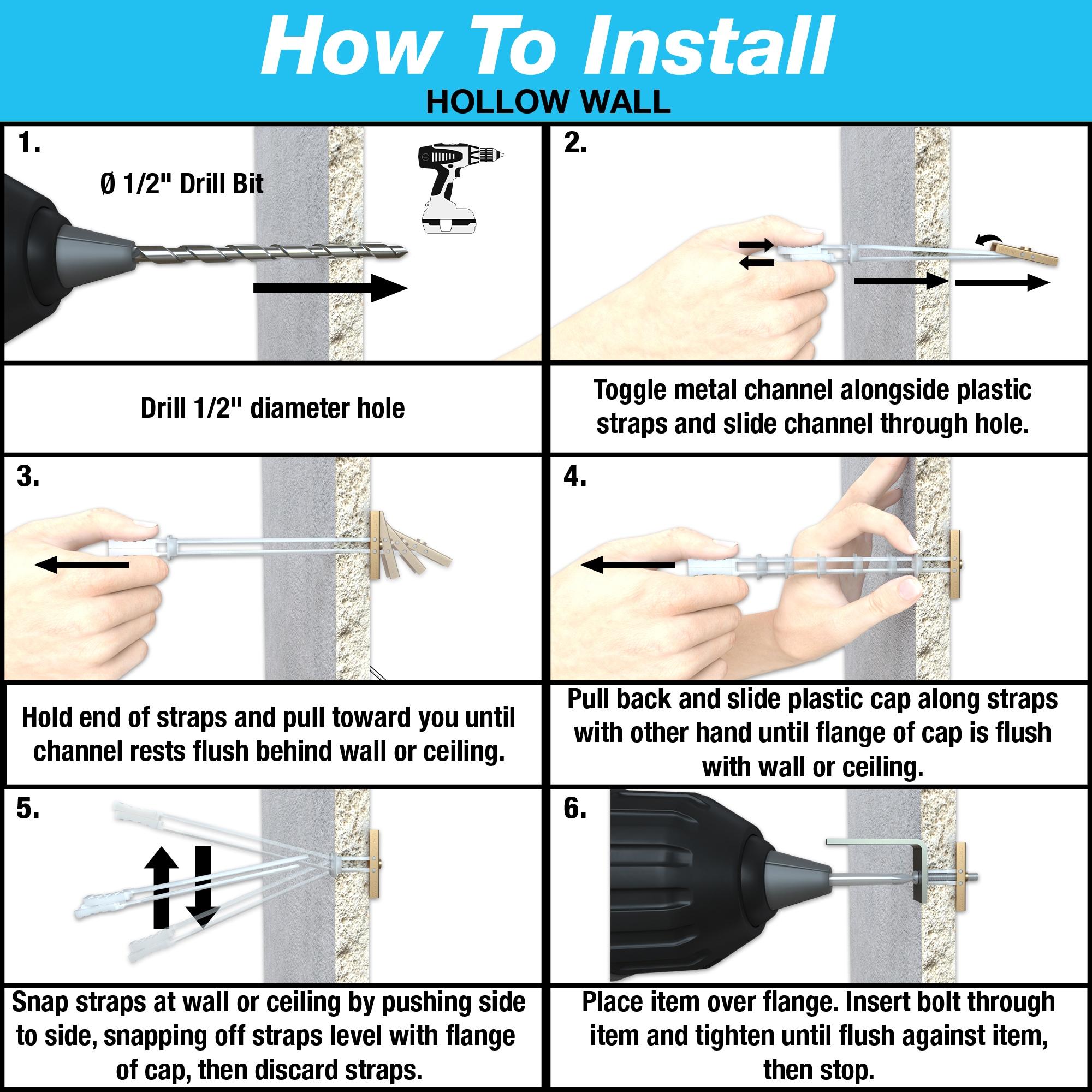 TOGGLER SNAPTOGGLE Heavy-Duty Drywall Toggle Bolt – 3/16"-24 UNC Zinc-Plated Anchor for Hollow Walls, Plaster & Tile – Holds 238 lbs in 1/2" Drywall, Easy Install – 100 Pack (W/Roundhead Bolts)