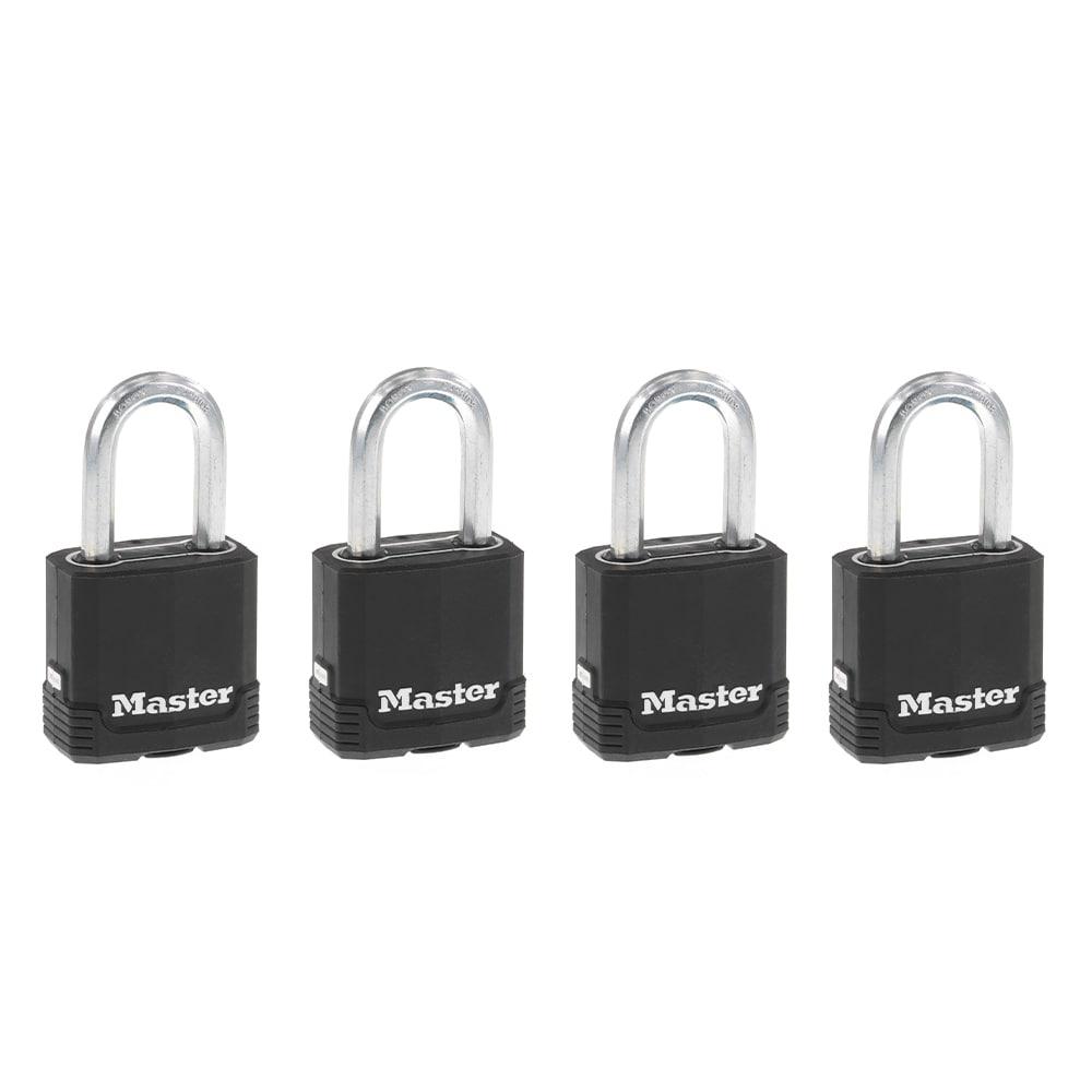 Master Lock Black Heavy Duty Weather Resistant Steel Padlock 4-Pack